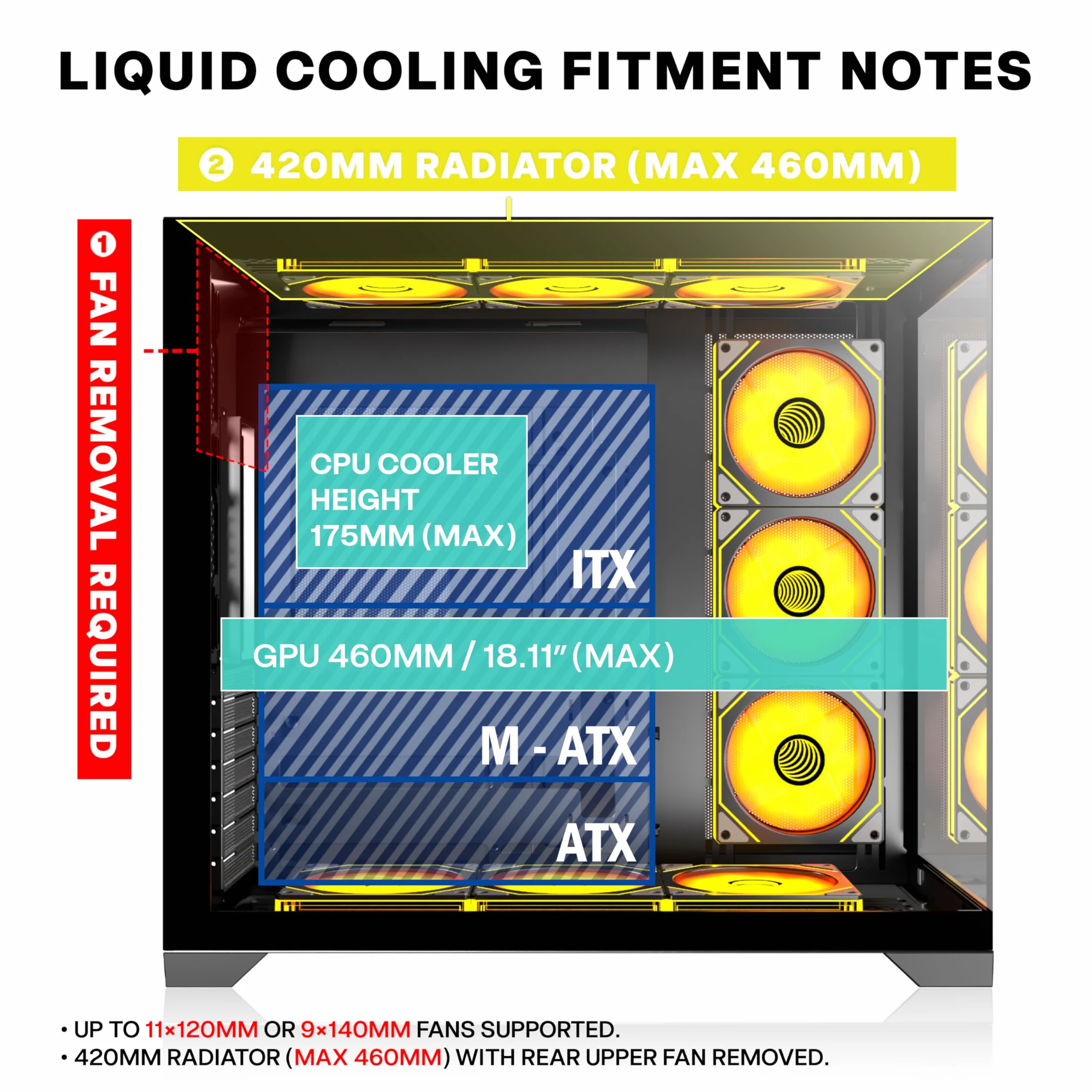 ANSAITE ATX obudowa PC 9 × 120 mm ARGB PWM, fabrycznie zainstalowany, panoramiczne szkło hartowane, czarna, obudowa komputera do gier Mid-Tower