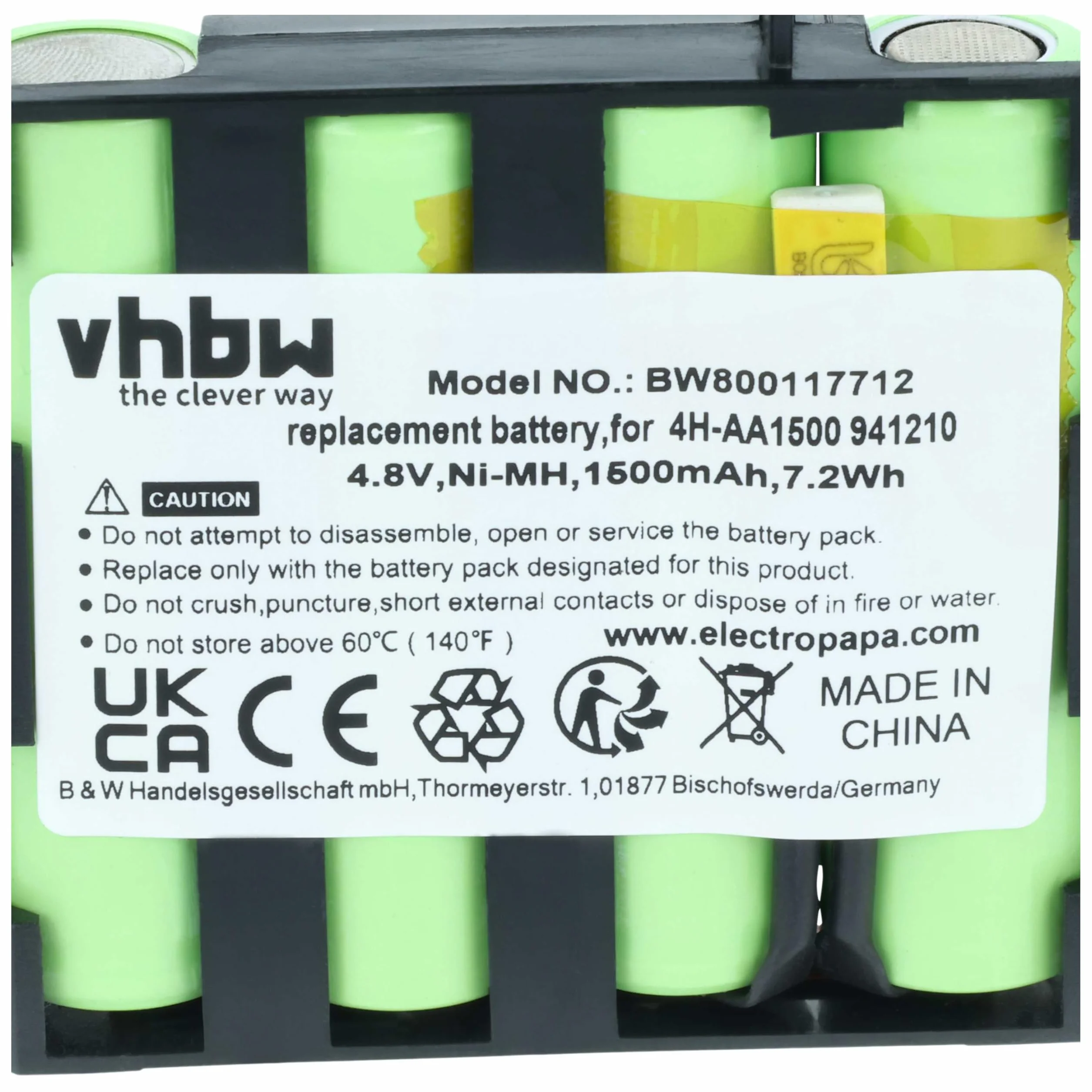 vhbw Akumulator kompatybilny ze stymulatorem mięśni Compex - zastępuje Compex 4H-AA1500, 941210, 941213 - (NiMH, 1500 mAh, 4,8 V) - akumulator, akumulator zastępczy