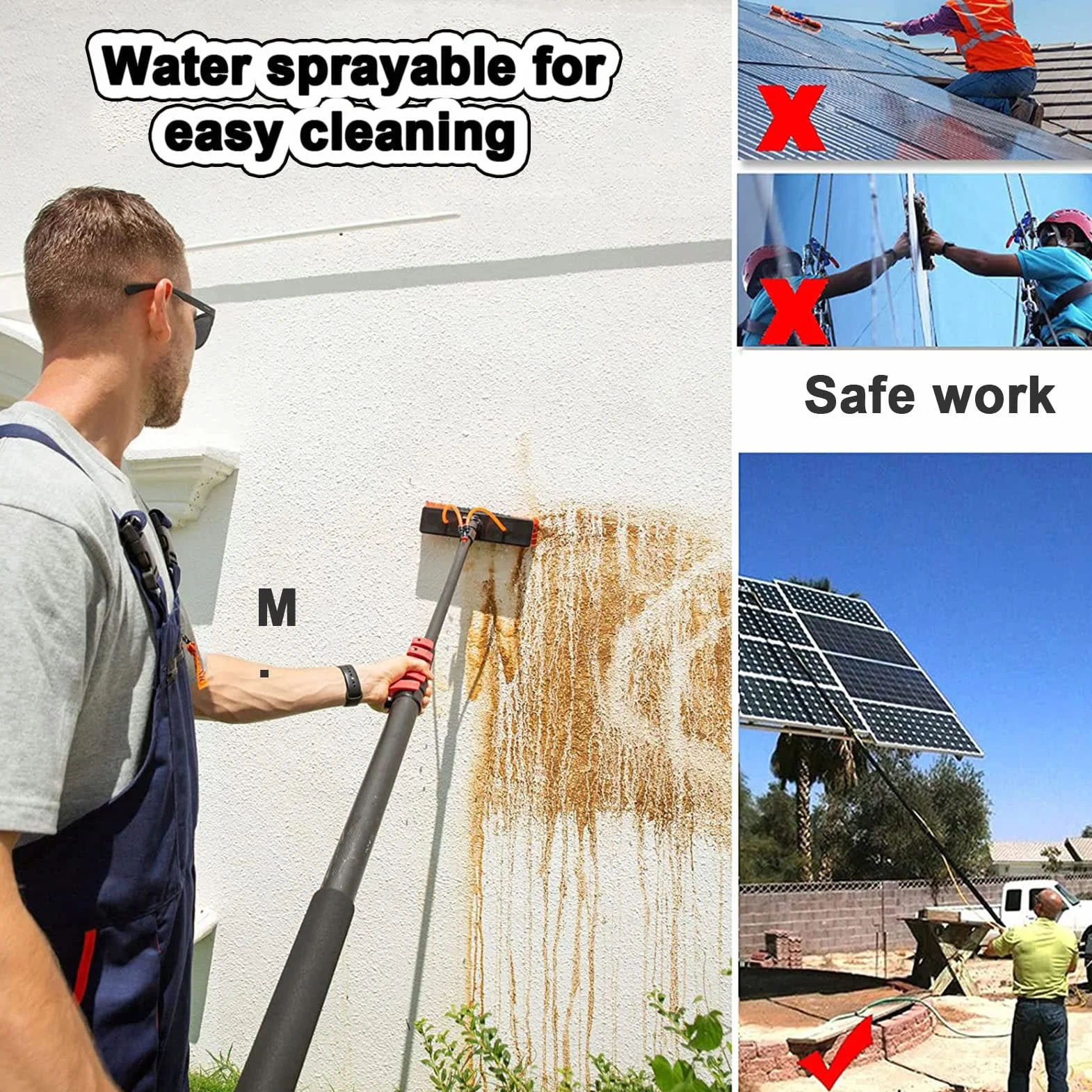 Telescopic Window Cleaner Kit 3.6-12m Pole Water Fed Brush for Solar Panels