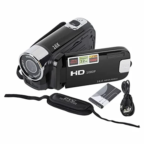 Kamera 4K Vintage, 48MP Retro Camera, Kamera DV 2.7in TFT Rotatable Ekran 16x Cyfrowy Zoom z Kablem USB (BLACK)