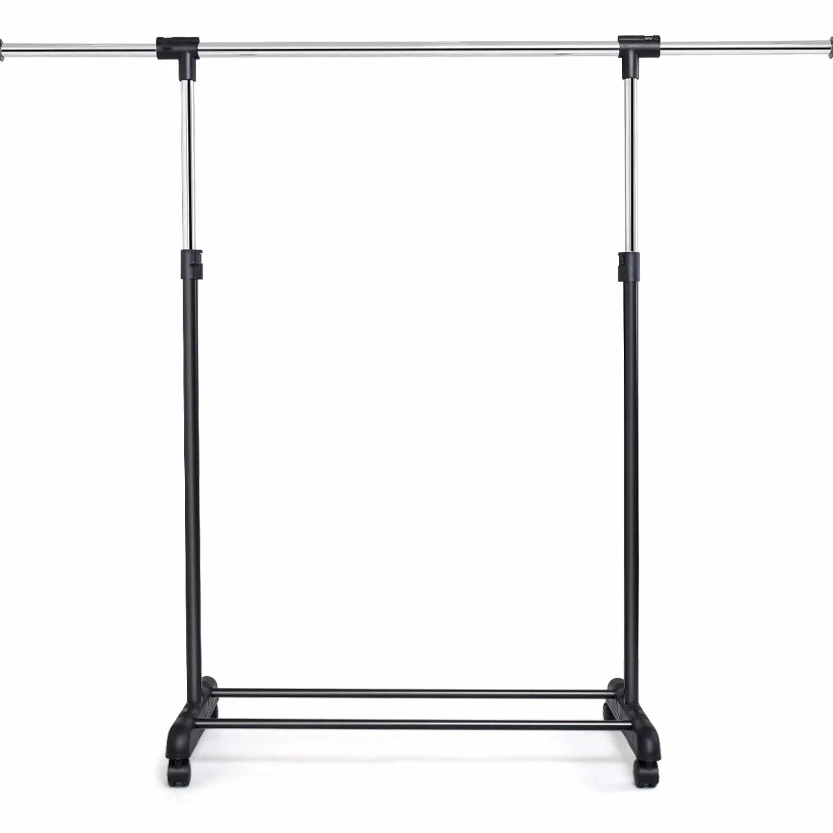 COSTWAY Wieszak Na Ubrania Na Kółkach Z Regulacją Wysokości 92-170 cm, Wysuwany Drążek 84-140 cm, Wózek Garderobiany Ze Stabilną Półką, Obracane Kółka 360°, Hamulce, Antykorozyjny