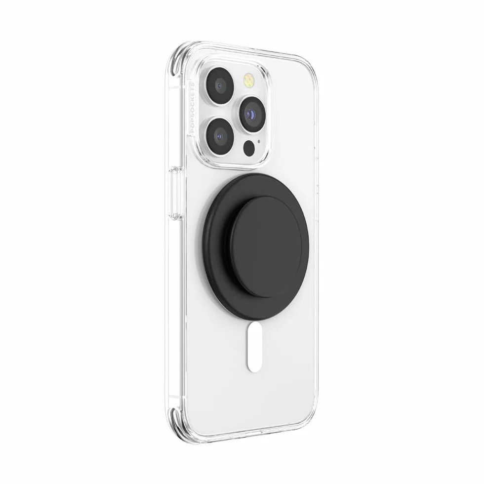 PopSockets: PopGrip Round dla MagSafe - Pierścień Adaptera do MagSafe w Zestawie - Rozkładany uchwyt i stojak do telefonów z wymiennymi krążkami PopTop - Black