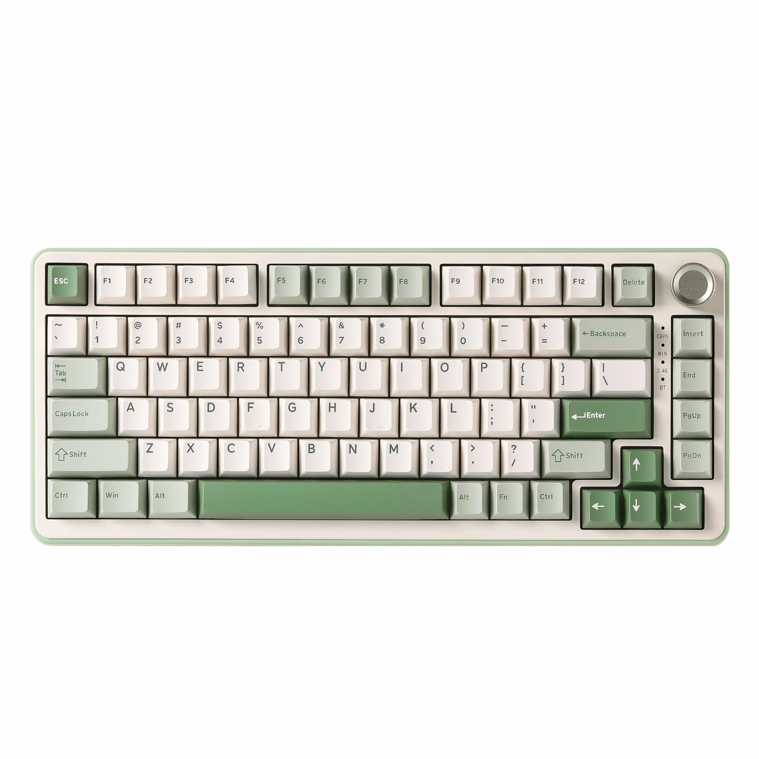 YUNZII B75 PRO Bezprzewodowa Klawiatura Mechaniczna,75% Uszczelka Klawiatury Do Gier Hot Swap Keyboard Z Pokrętłem, BT/Type-C/2.4G Kremowa Klawiatura (zielony, Cocoa Cream V2 Switch)