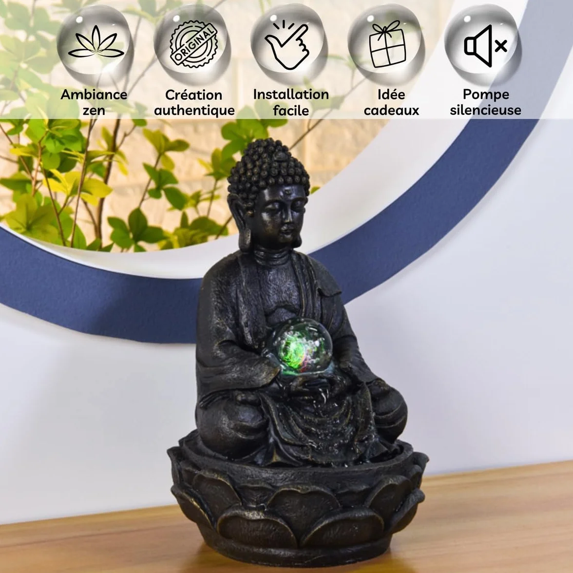 Fontanna wewnętrzna LED Budda Multicolor 20 cm