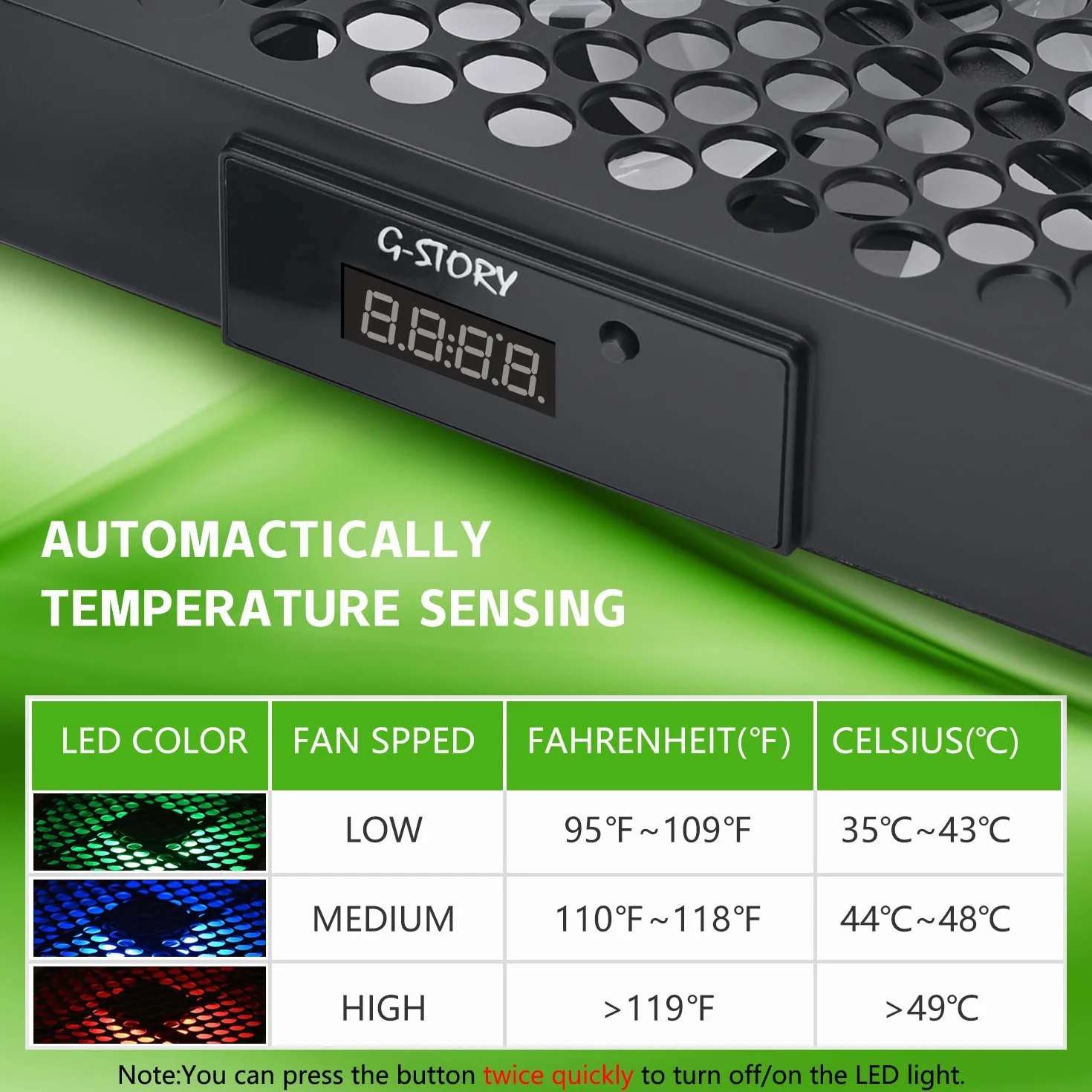 G-STORY Wentylator do Xbox Series X 140 mm RGB LED 3 prędkości 1500/1750/2000 obr./min