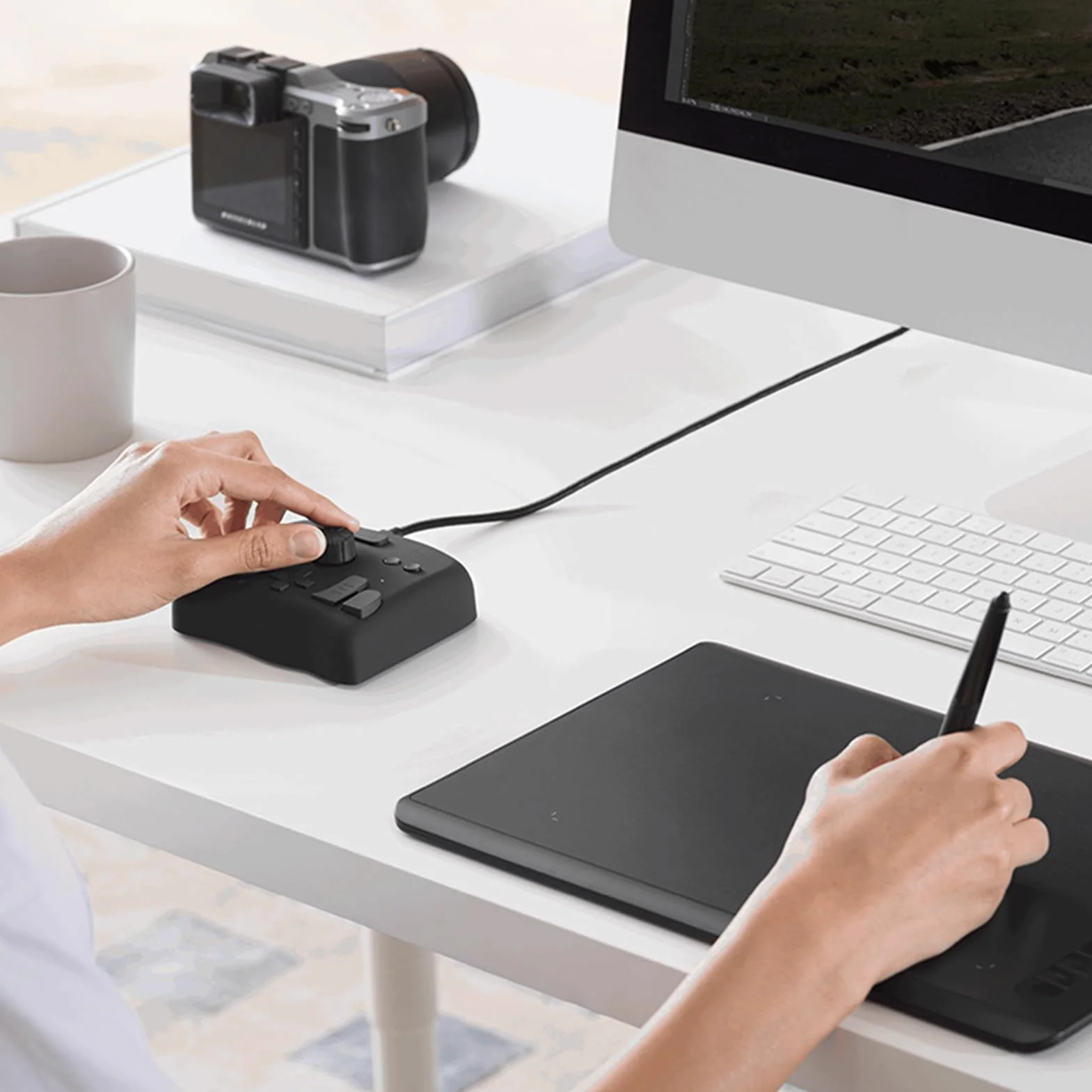 TourBox NEO, kontroler do edycji zdjęć wideo, konfigurowalna klawiatura skrótów, ergonomiczna konsola urządzeń do Photoshop Lightroom Premiere Illustrator, Windows Mac PC, tablet graficzny rysowania