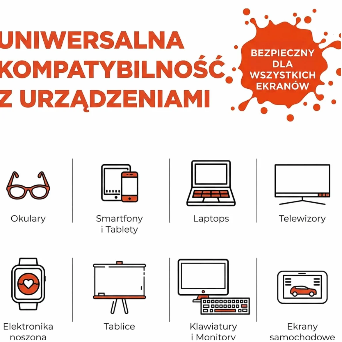 WHOOSH! Zestaw do czyszczenia ekranu wielokrotnego użytku - najlepszy do smartfonów, iPadów, okularów, Kindle, ekranu dotykowego i telewizorów - 1 butelkę 500 ml + (35 x 35 cm) szer.! Materiał