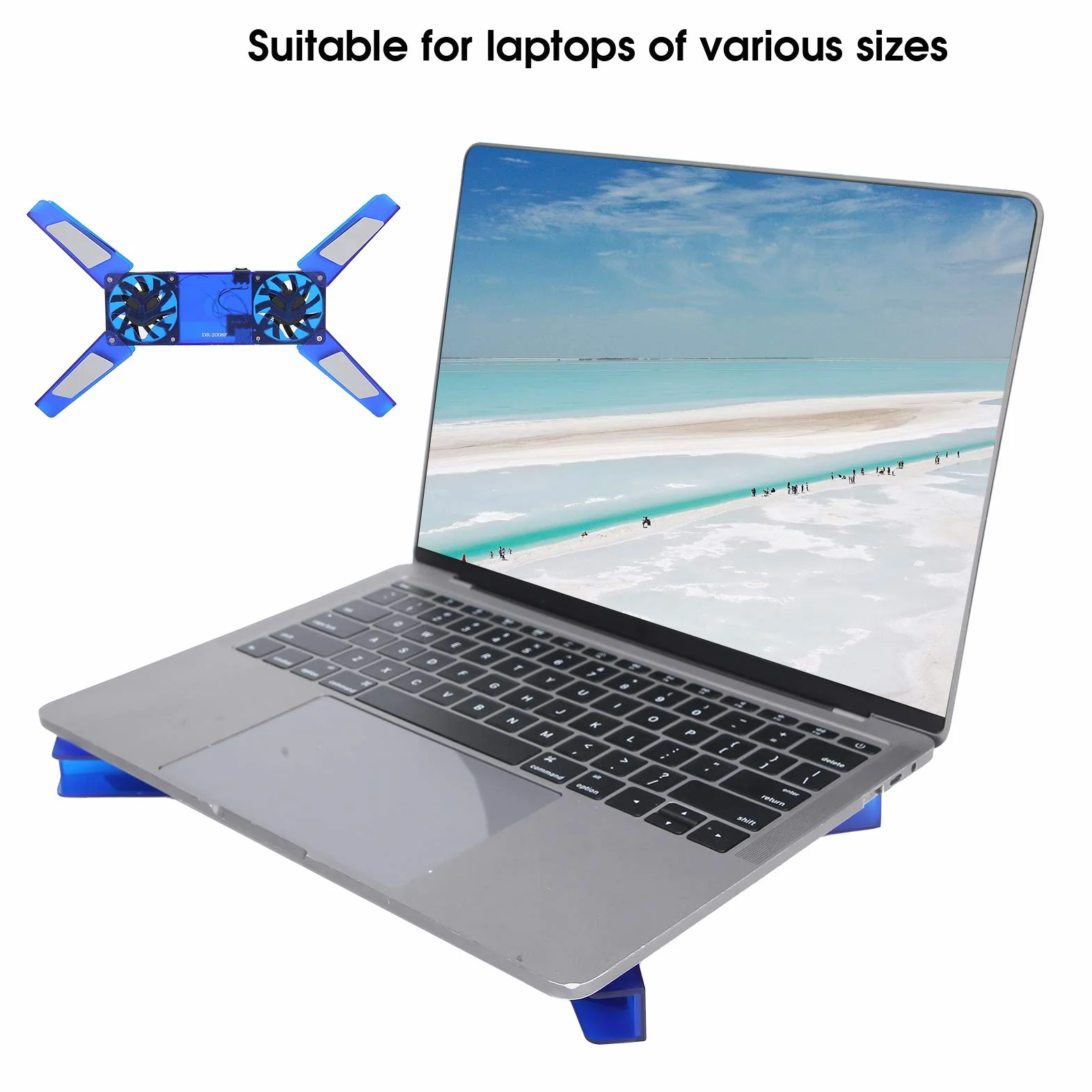 Podstawka chłodząca do laptopa, podwójny wentylator, składana, schowana, podkładka chłodząca, kabel USB, materiały eksploatacyjne do komputera, DR ‑ 2008F, wyjątkowa konstrukcja(niebieski)