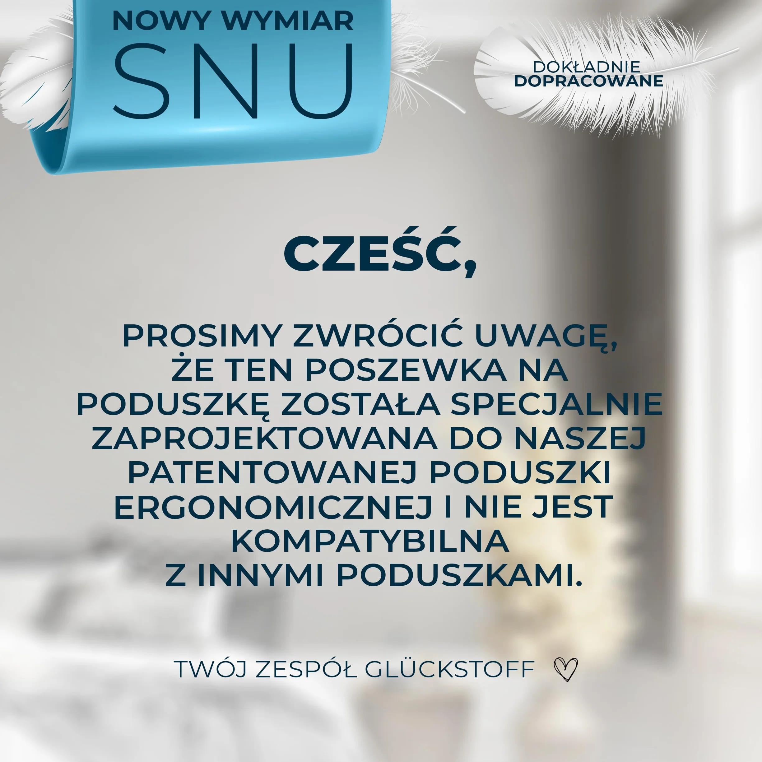 GLÜCKSTOFF® Poszewka na poduszkę ergonomiczną [Z EFEKTEM CHŁODZENIA I CIEPŁA] z włókien bambusowych i spandeksu | Miękka i Przytulna | Poszewka Zapasowa | Biała | Wersja: Ergo