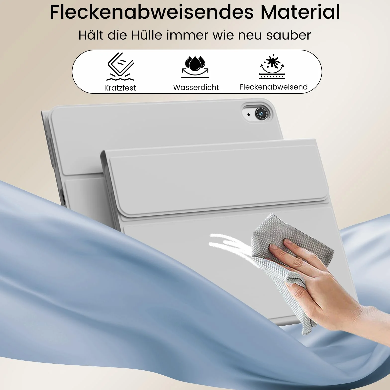 Etui z klawiaturą do iPada Air 11 cali 2025 2024 (M3/M2), iPad Air 5 4 2022/2020 10,9 cala, miękka tylna obudowa TPU z uchwytem na długopis, magnetyczne zdejmowane etui na klawiaturę, szare