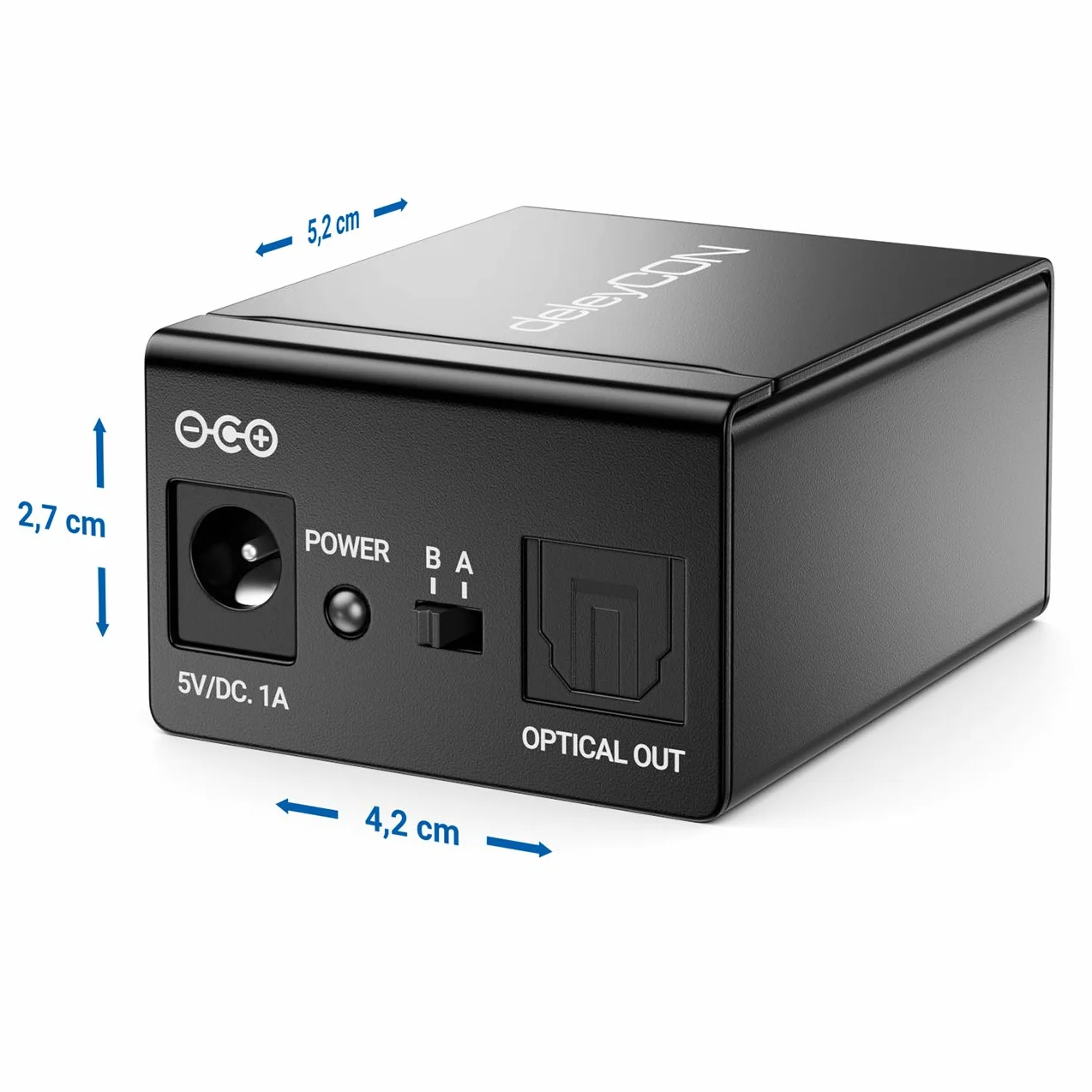 deleyCON Toslink 2x1 Switch SPDIF Audio Manual Switch Splitter (2x IN / 1x OUT) Optyczny TOSLINK - wykonany z metalu