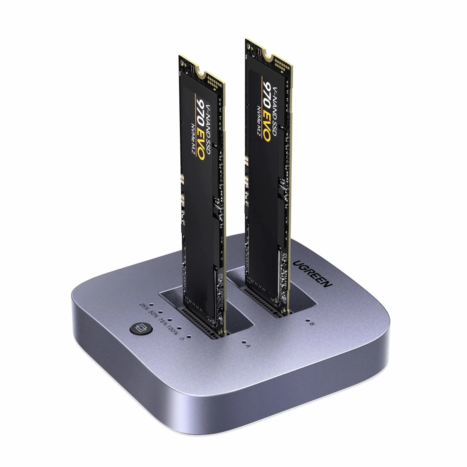 UGREEN Stacja dokująca do dysków twardych, USB 3.2 Gen 2X2 20 Gb/s, obudowa podwójna NVMe SSD, obudowa dysku twardego M.2 do M Key PCIE NVMe SSD, obsługa klonowania offline i UASP