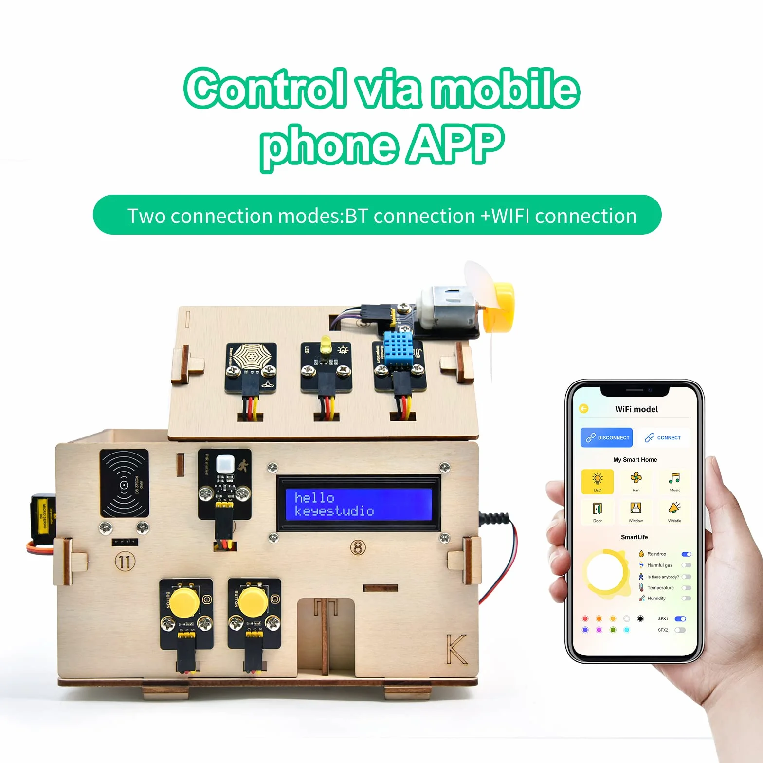 KEYESTUDIO ESP32 Zestaw inteligentnego domu IoT Kompatybilny z Arduino IDE, z płytą ESP32, Python C, Musical Project itp. Samouczek online 13 funkcji