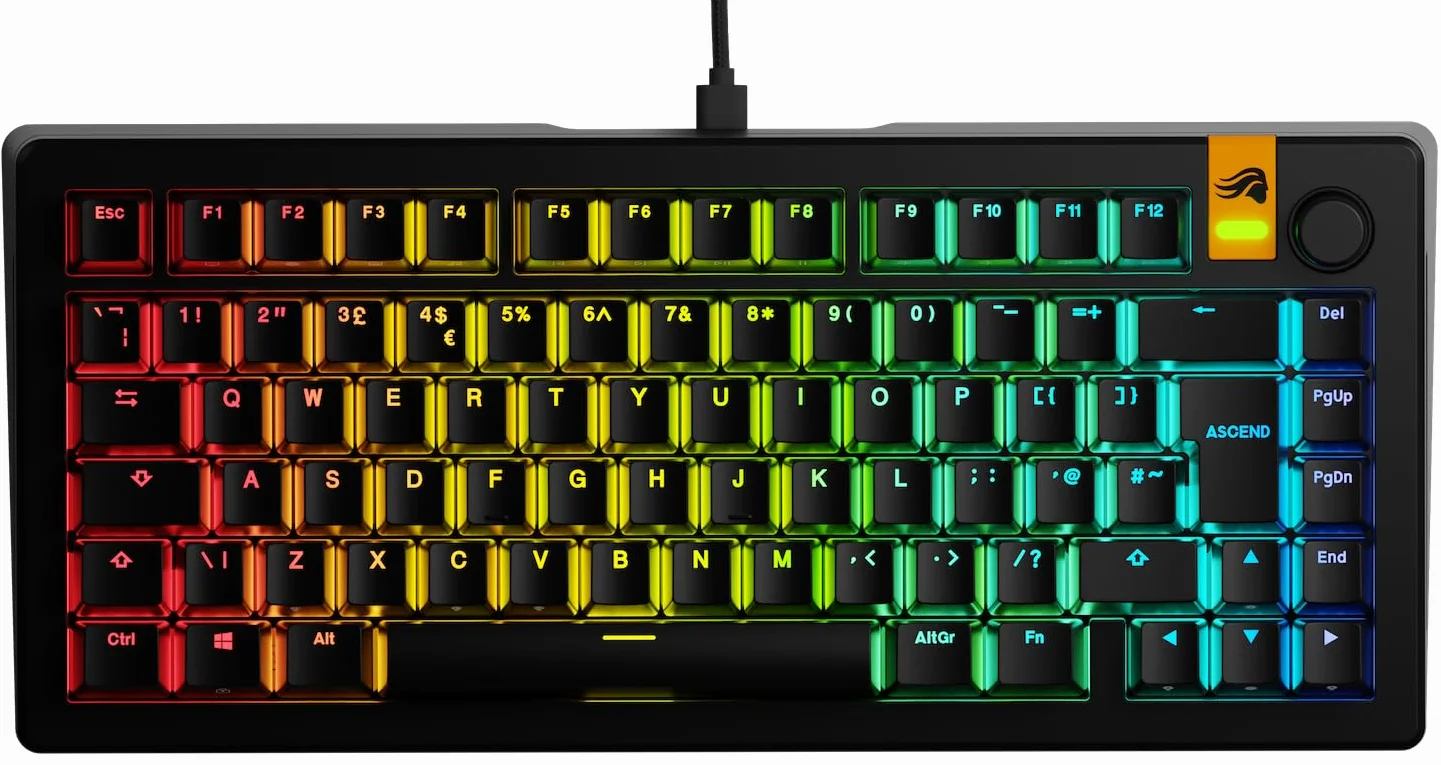 Glorious Gaming GMMK 3 HE klawiatura mechaniczna 75% Rapid Trigger Hall Effect 8K polling hot swap uszczelka angielski QWERTY czarna