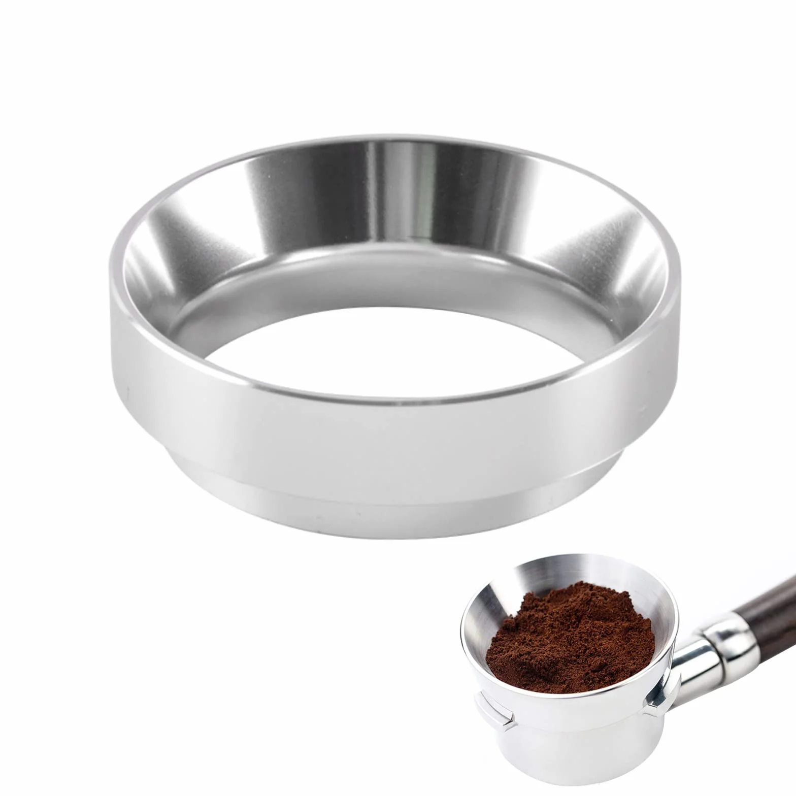 Pierścień Dozujący do Kawy 58 mm, Magnetyczny Sitko Barista, Lejek ze Stopu Aluminium, Akcesoria do Espresso