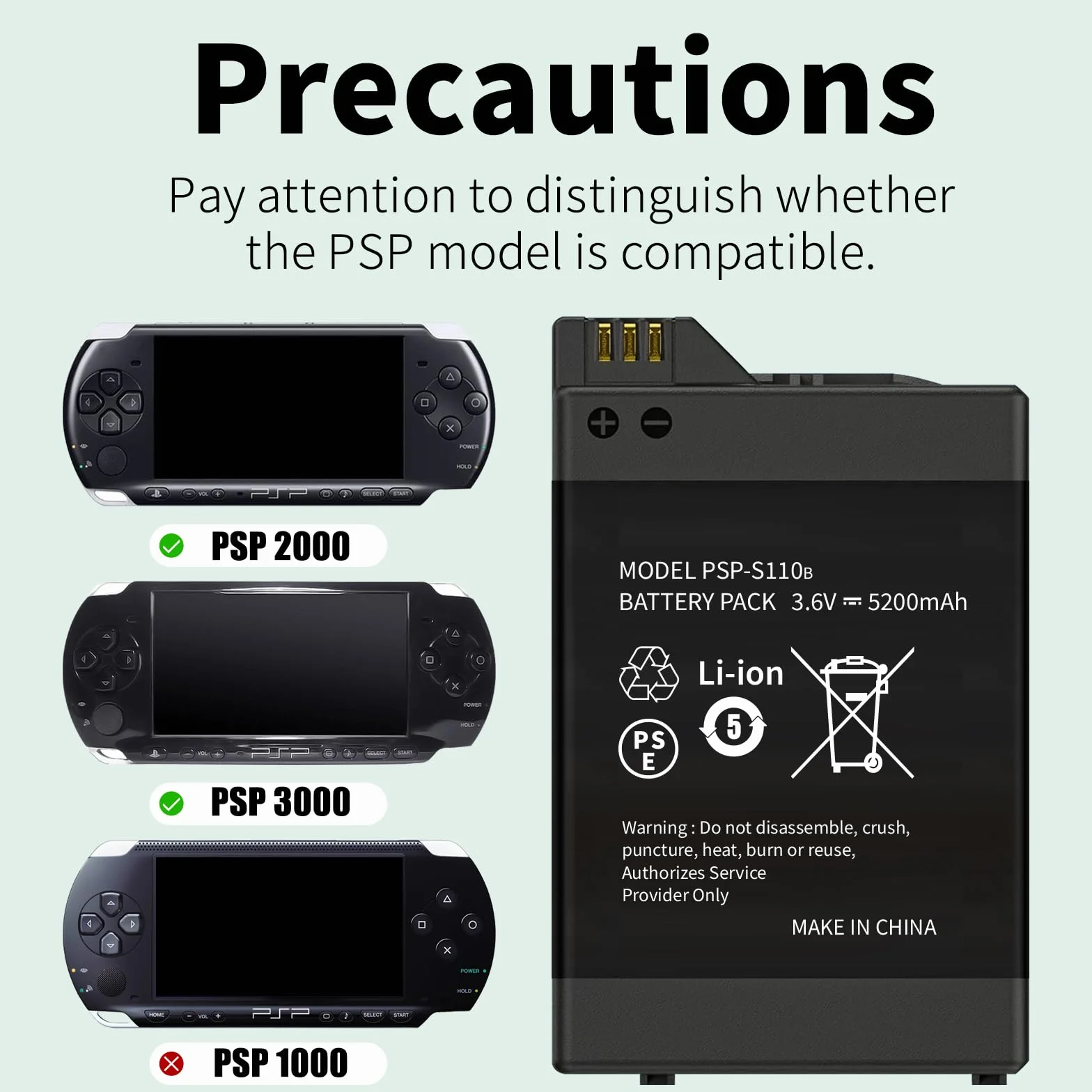 Akumulator 5200 mAh PSP-S110 do Sony PSP 3000 / PSP Slim 2000