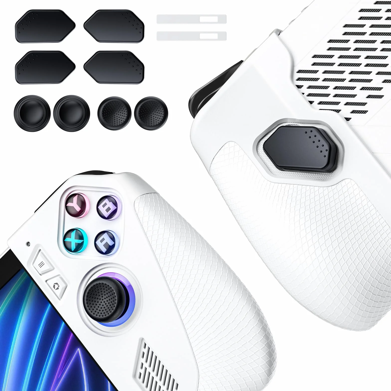 JSAUX Silikonowe etui ochronne kompatybilne z ROG Ally, ROG Ally Grip Skin, ROG Ally Grip Skin, nakładki na kciuki, Back Button Sticky Pad, silikonowe etui, akcesoria Asus Rog Ally 2023 - PC0201