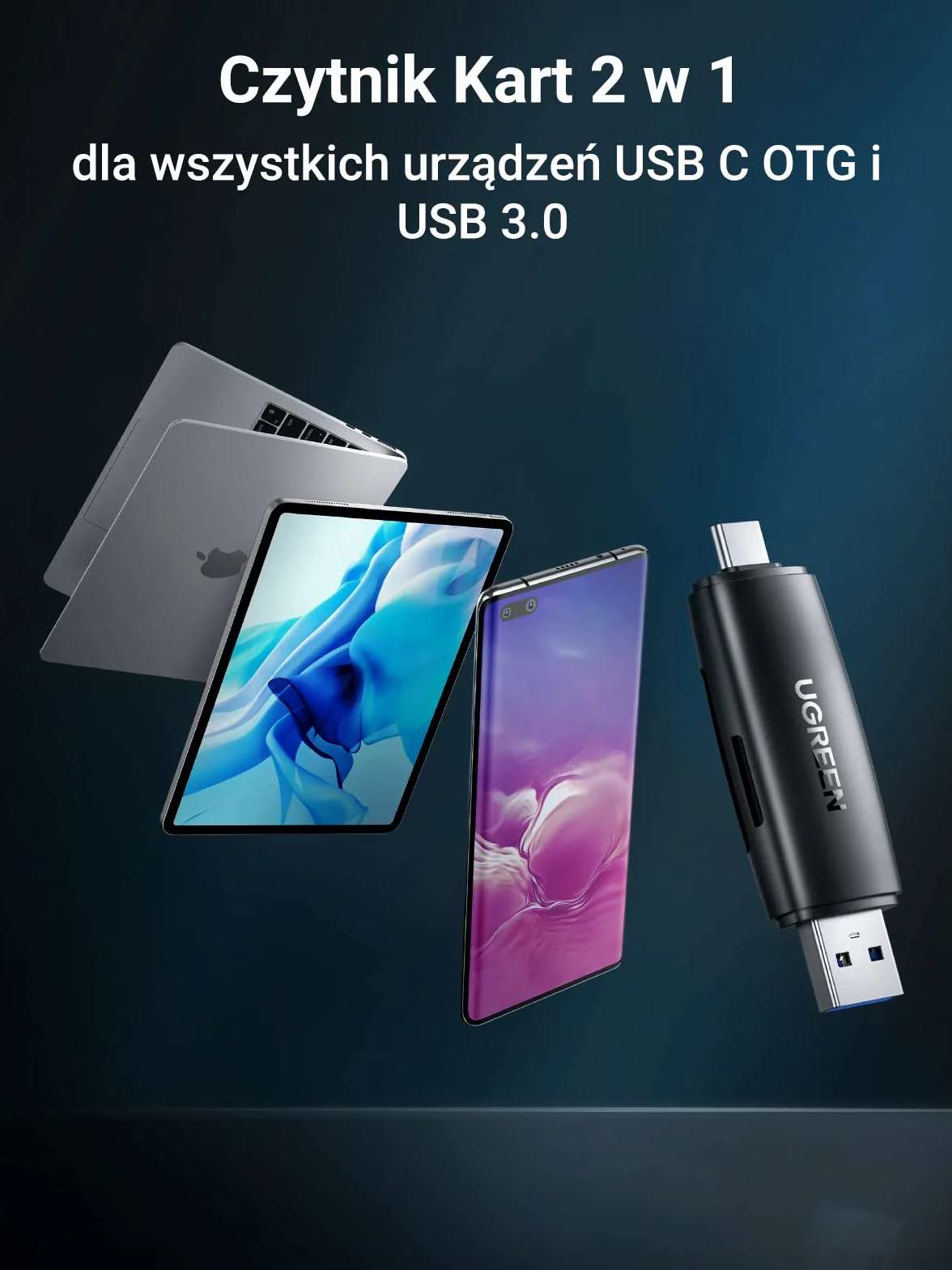 UGREEN Czytnik Kart USB 3.0 i USB C Czytnik Kart SD/TF.