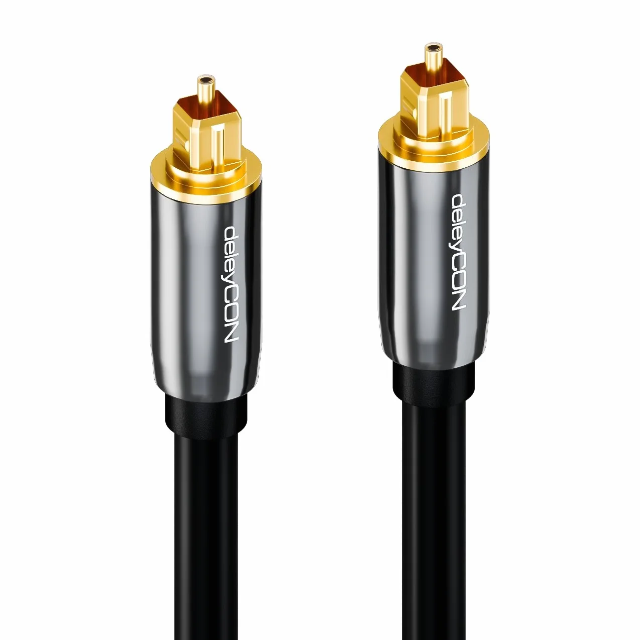 deleyCON 5m Optyczny Kabel Audio Cyfrowy - S/PDIF - 2x Wtyk Toslink - Kabel Światłowodowy LWL Metalowe Wtyki 5mm Elastyczny - Czarny
