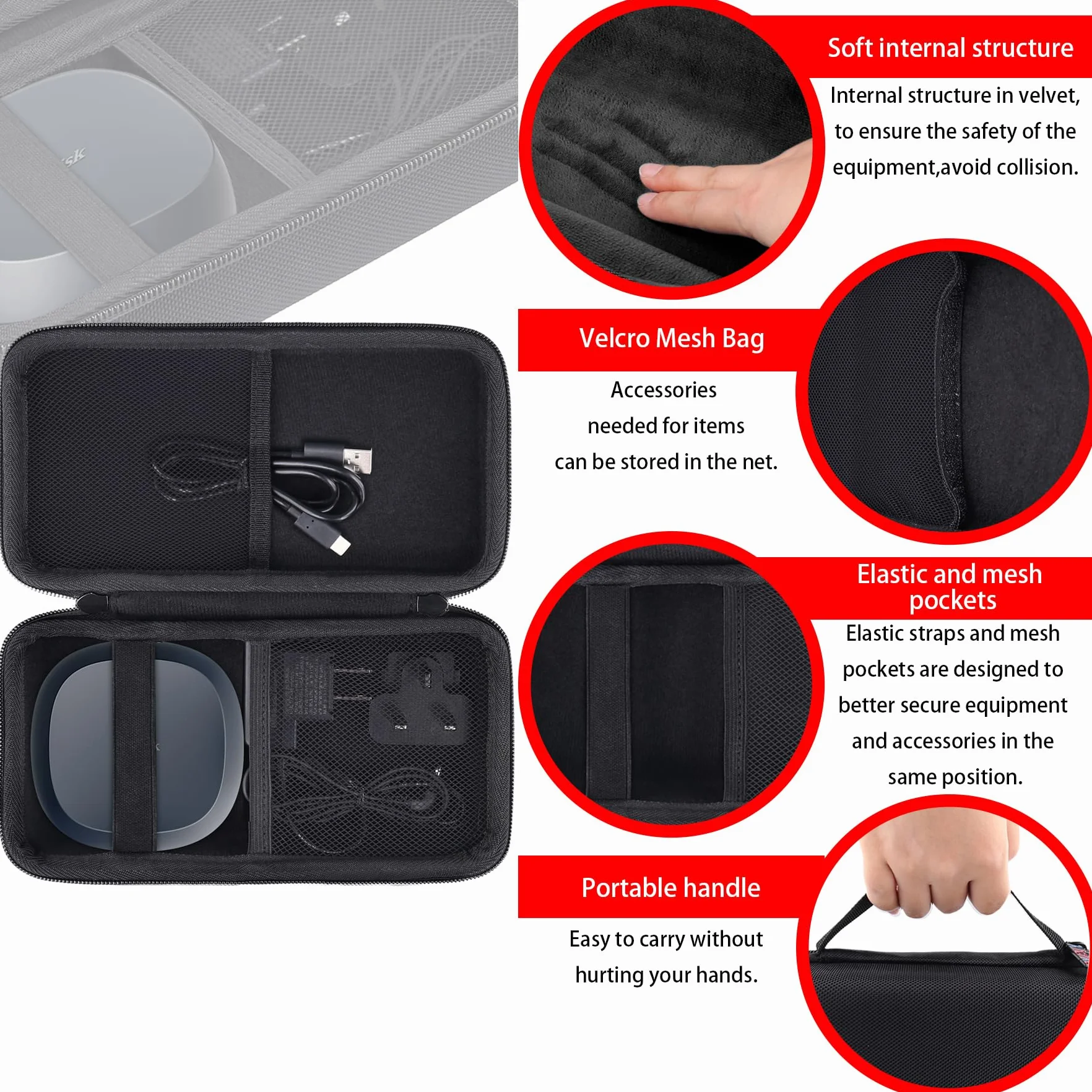Khanka Twardy futerał transportowy kompatybilny z SanDisk 4TB 8 TB Desk Drive, przenośna obudowa ochronna do zewnętrznego dysku SSD USB typu C, tylko obudowa.