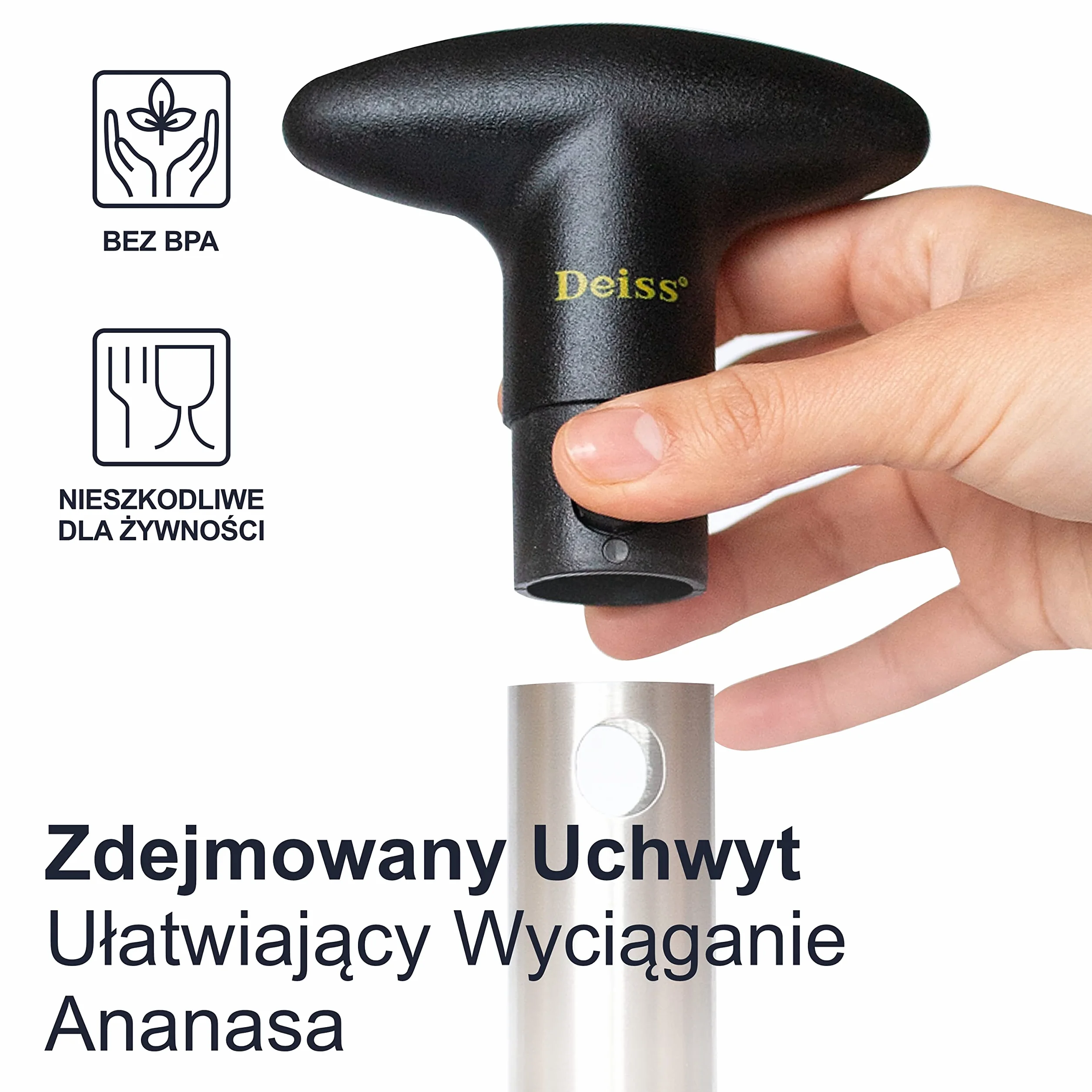 Deiss PRO Nóż do ananasa ze stali nierdzewnej 2 w 1, kroi i drąży ananasy