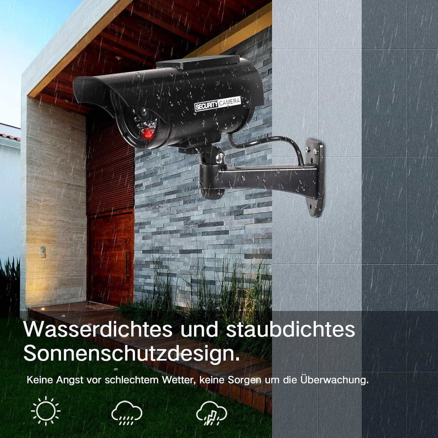 ERWEY Kamera monitorująca CCTV z migającym światłem LED, 4 sztuki, Czarna