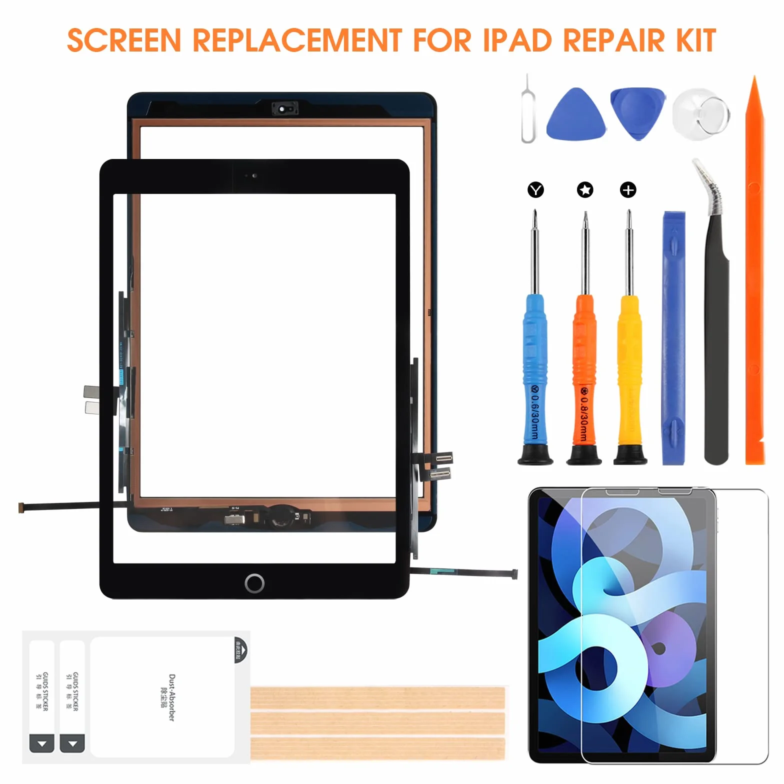 Ekran dotykowy dla iPad 7 2019 iPad 8 2020 Digitizer Ekran Dotykowy dla iPad7 iPad8 Wymiana Ekranu dla iPad A2197 A2198 A2200 A2270 A2428 A2429 A29 2430 EU z Narzędziami(z Domu Przycisk,Nie
