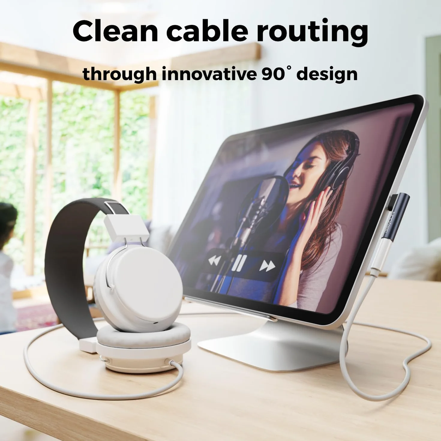 deleyCON USB C na Jack 3,5mm Adapter Audio do Słuchawek/Muzyki/Rozmów/Mikrofonu - Telefon, Smartfon, Tablet, Zestaw Słuchawkowy, Głośnik - dla iPhone 17 16 15, iPad, Galaxy S25 S24 A16 A56