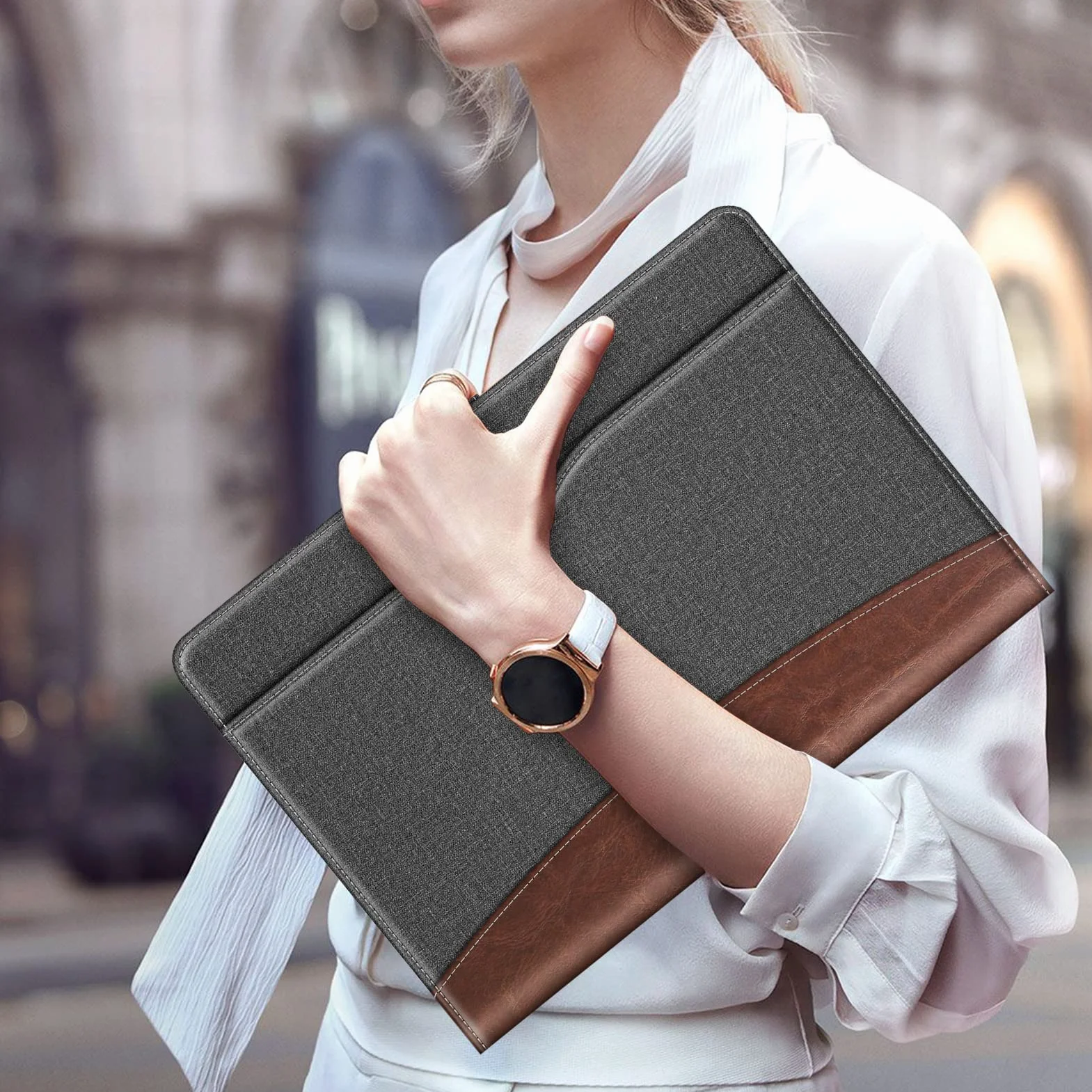 Fintie etui kompatybilne z MacBook Air 13 A2337 (M1) / A1932 / A2179 (2020 2019 2018) i MacBooka Pro 13 (2016-2022) - Pokrowiec ochronny z kieszenią na dokumenty Odporne na wstrząsy, szary vintage