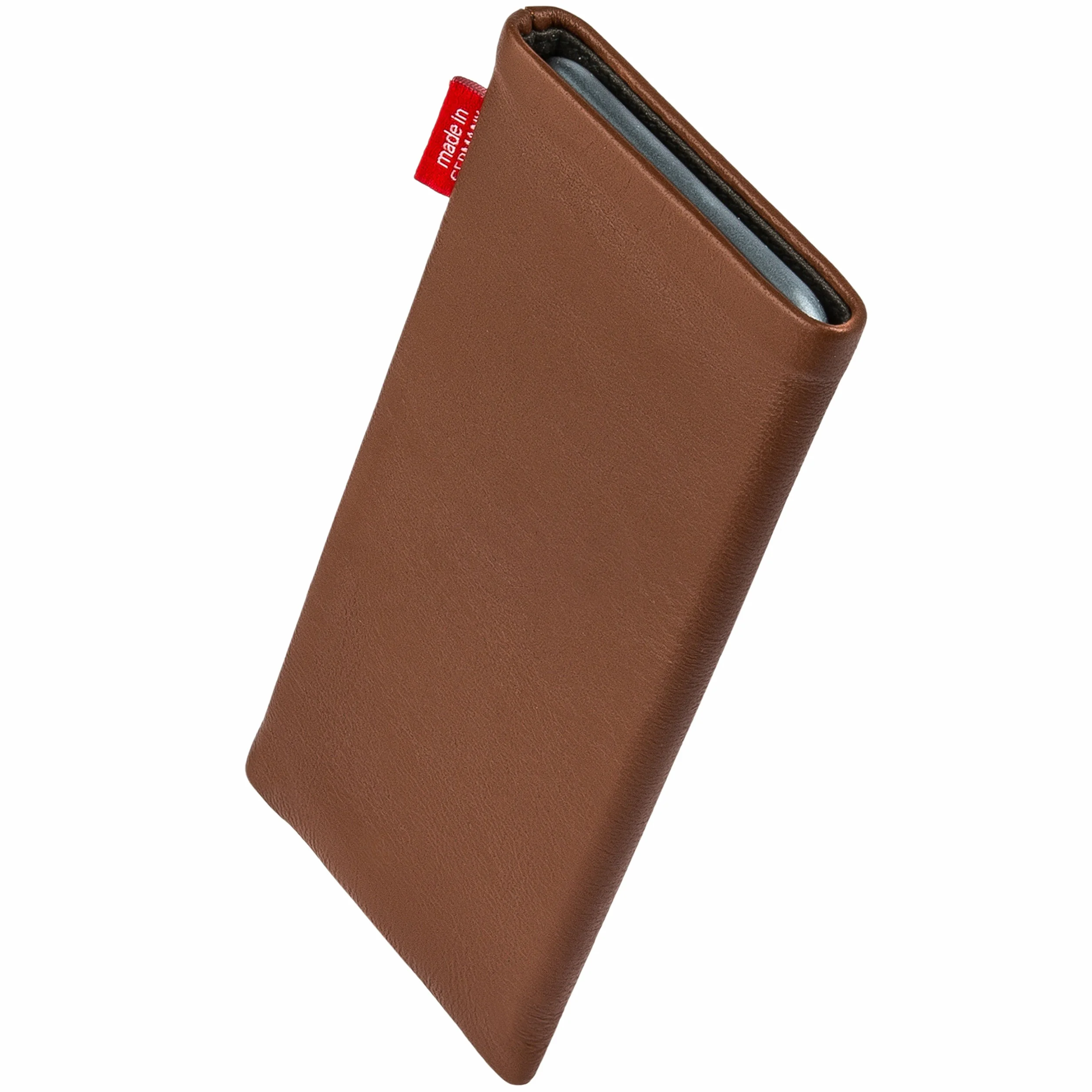 fitBAG Beat Cognac pokrowiec na telefon komórkowy do Onyx Boox Palma 2 pokrowiec z prawdziwej skóry Nappa z wyściółką z mikrofibry | Etui z funkcją czyszczenia | Made in Germany