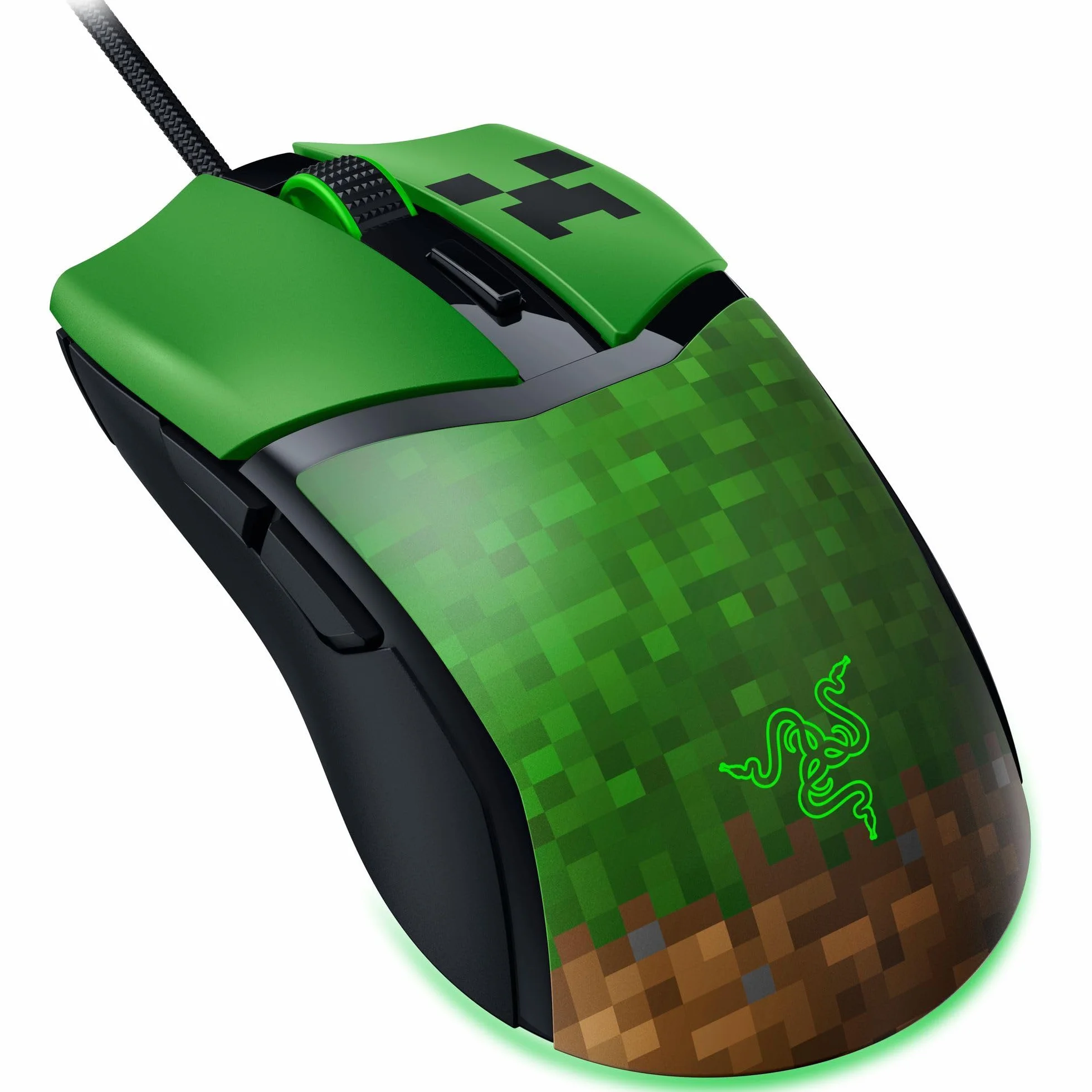Razer Cobra Minecraft Edition lekka przewodowa mysz do gier 8500 DPI 58 g optyczne przełączniki 3. generacji podświetlenie Chroma kabel Speedflex