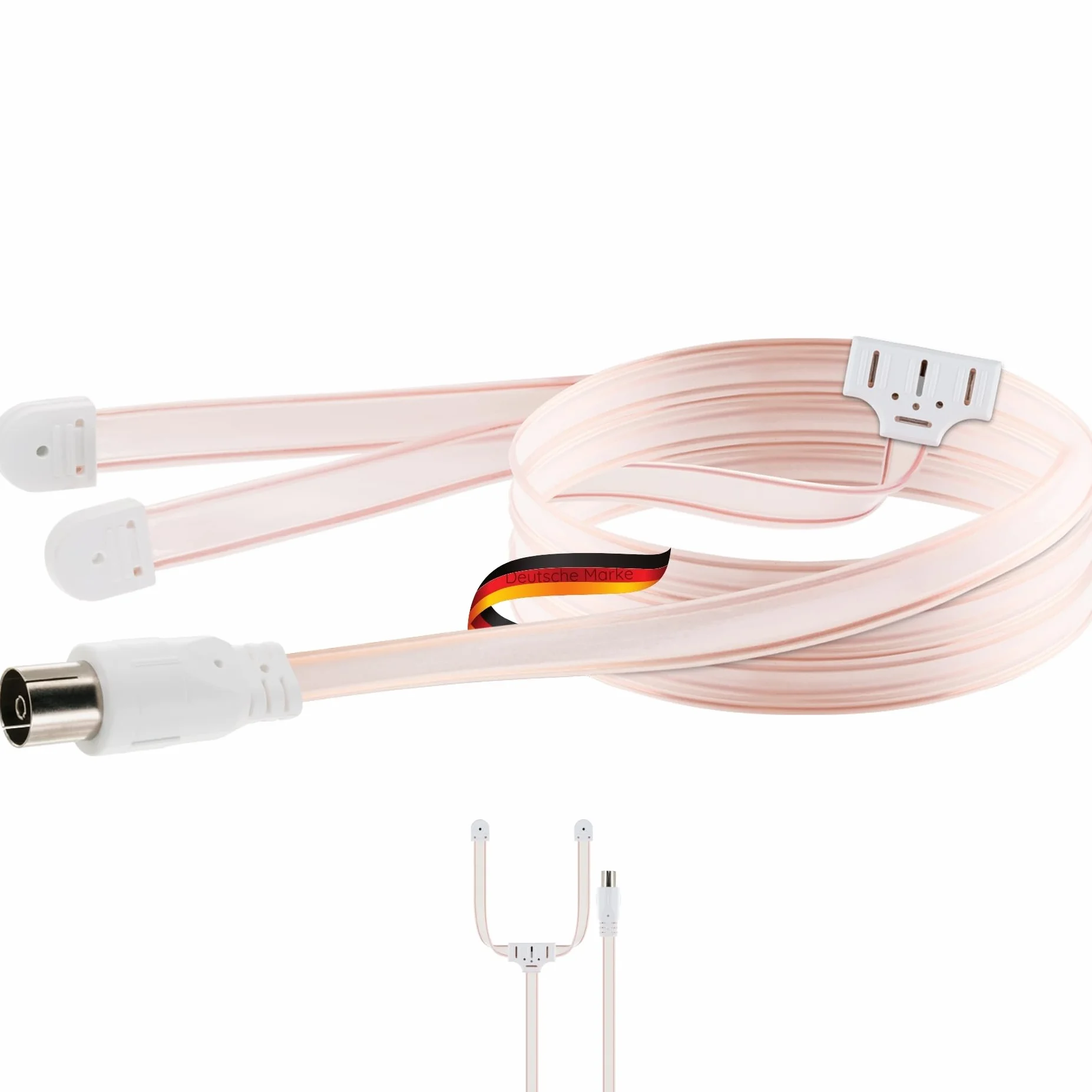 SCHWAIGER 20396 UKW FM antena rzucana, antena radiowa, antena pokojowa, odbiornik HiFi, system stereo, radio, odbiór radia, przezroczysta, 1,8 m