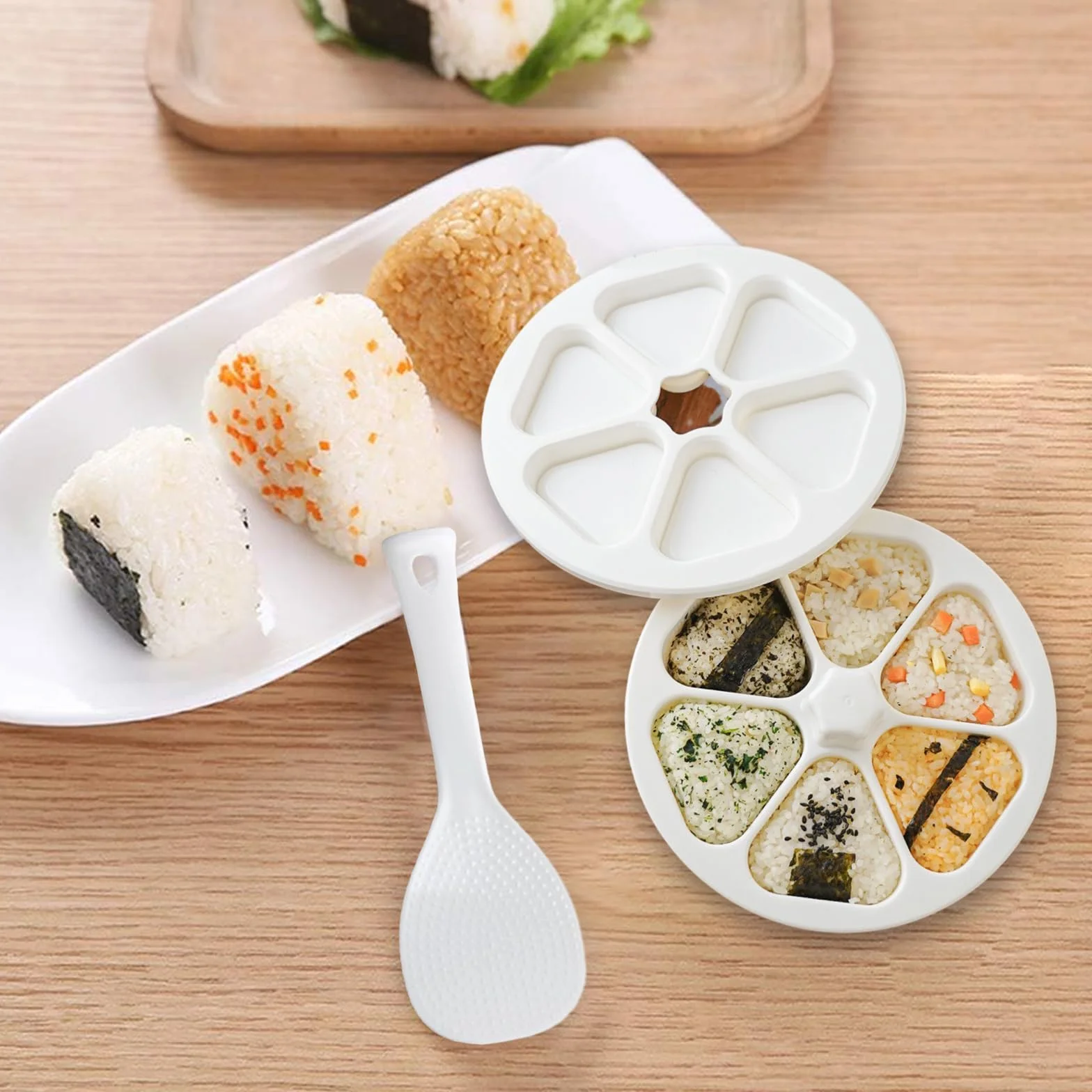 DabbOo Foremka trójkątna duża Onigiri 6 w 1 do pieczenia