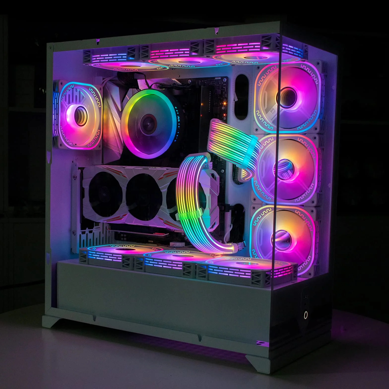 Sirlyr Kable ARGB PC, 2 x 8-pinowe podkaszarki, zasilacz karty graficznej PC, kabel GPU 5 V, 3-pinowy synchronizacja RGB