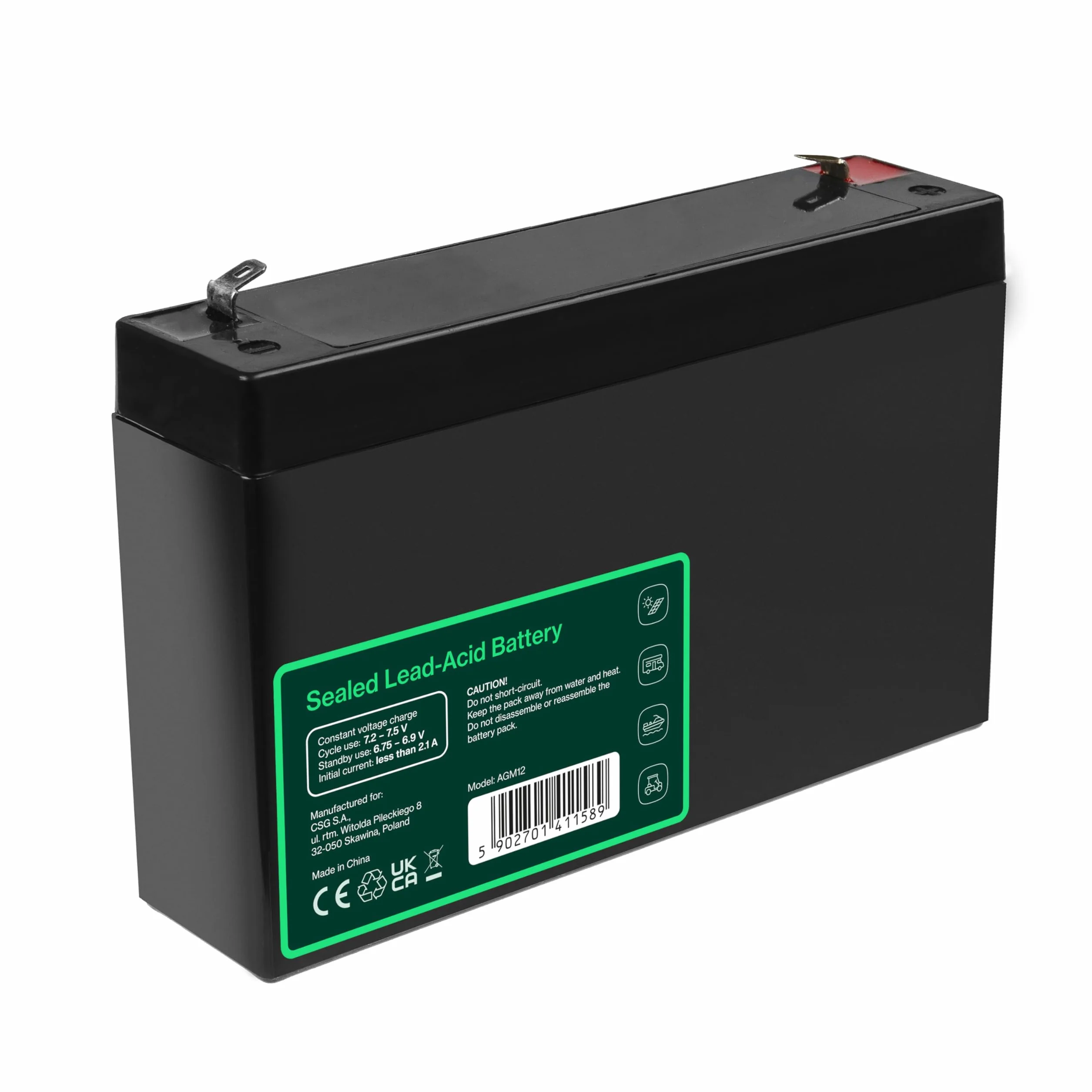 Green Cell Akumulator AGM VRLA 6V 7Ah - Bezobsługowy szczelny akumulator do systemów alarmowych, UPS i urządzeń elektronicznych - Wysoka trwałość i niezawodna wydajność