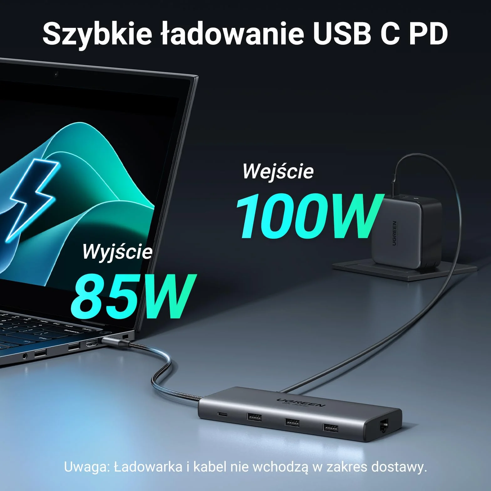UGREEN Revodok Pro USB C Docking Station 2HDMI, Ethernet, 4x porty USB C/USB A, szybkie ładowanie PD 100W, czytnik kart SD/TF Hub USB C 10 w 1