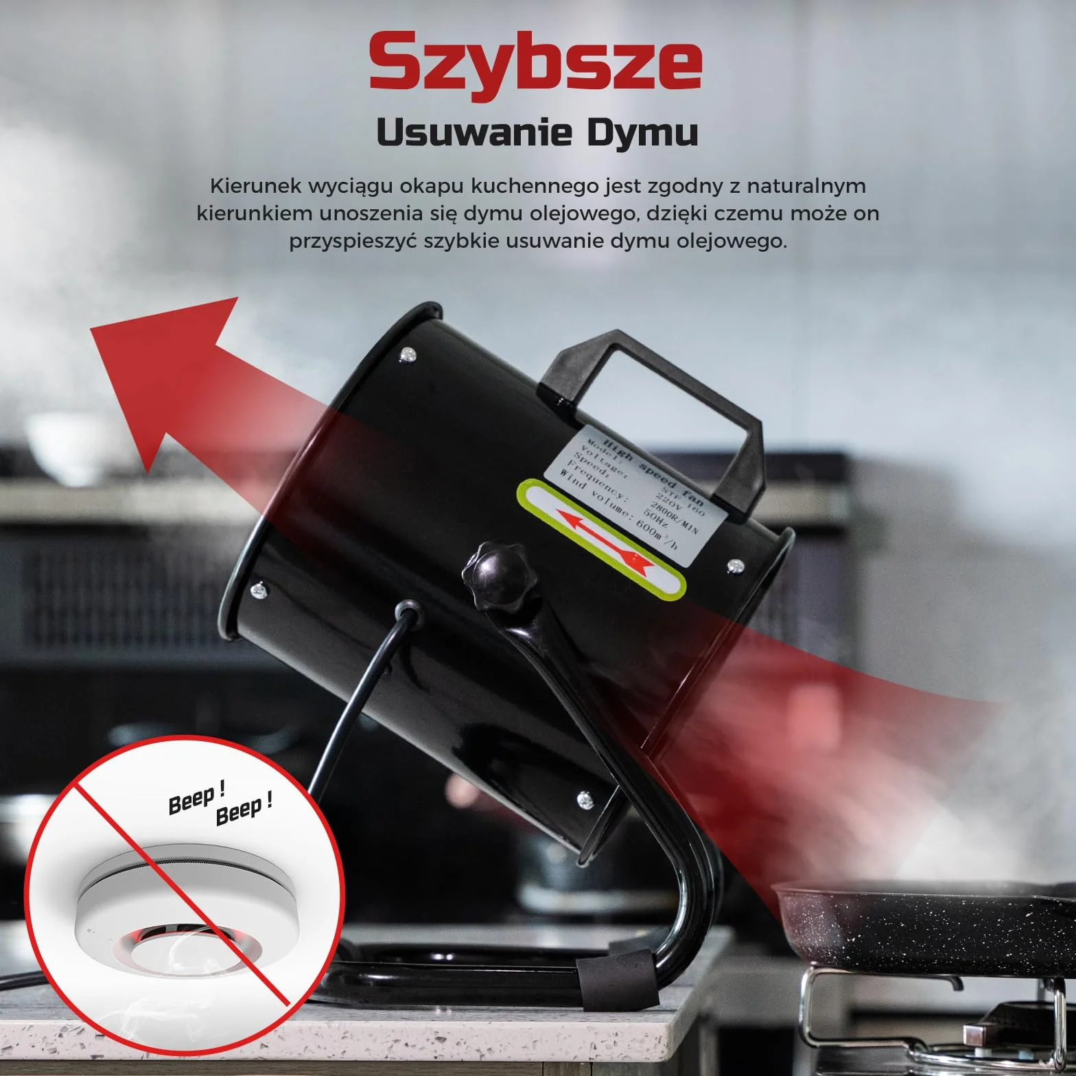 Przenośny Okap Kuchenny 40W 600m³/h Wentylator Wyciągowy ze Stopu Aluminium z 10 Filtrami Węglem Aktywnym 120° Regulowany
