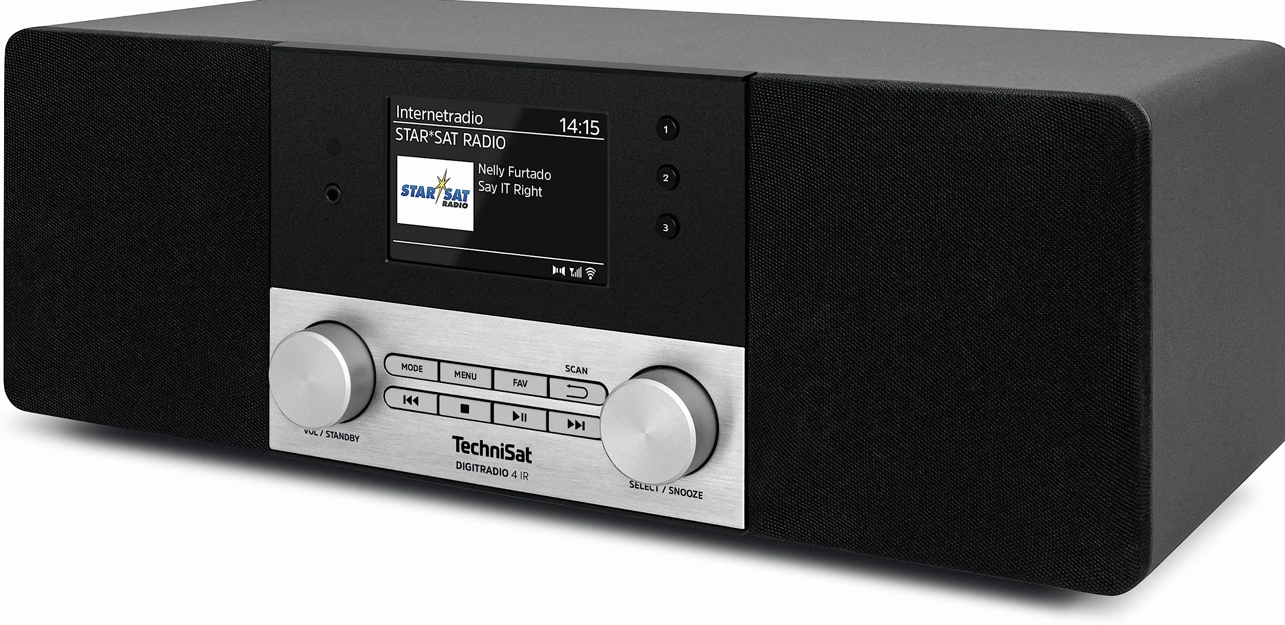TechniSat DIGITRADIO 4 IR - stereo radio internetowe (DAB+, UKW, Bluetooth Audiostreaming, wejście AUX, budzik z timerem, wyświetlacz TFT, 20 W RMS, głośnik Elac, Made in Germany), czarne