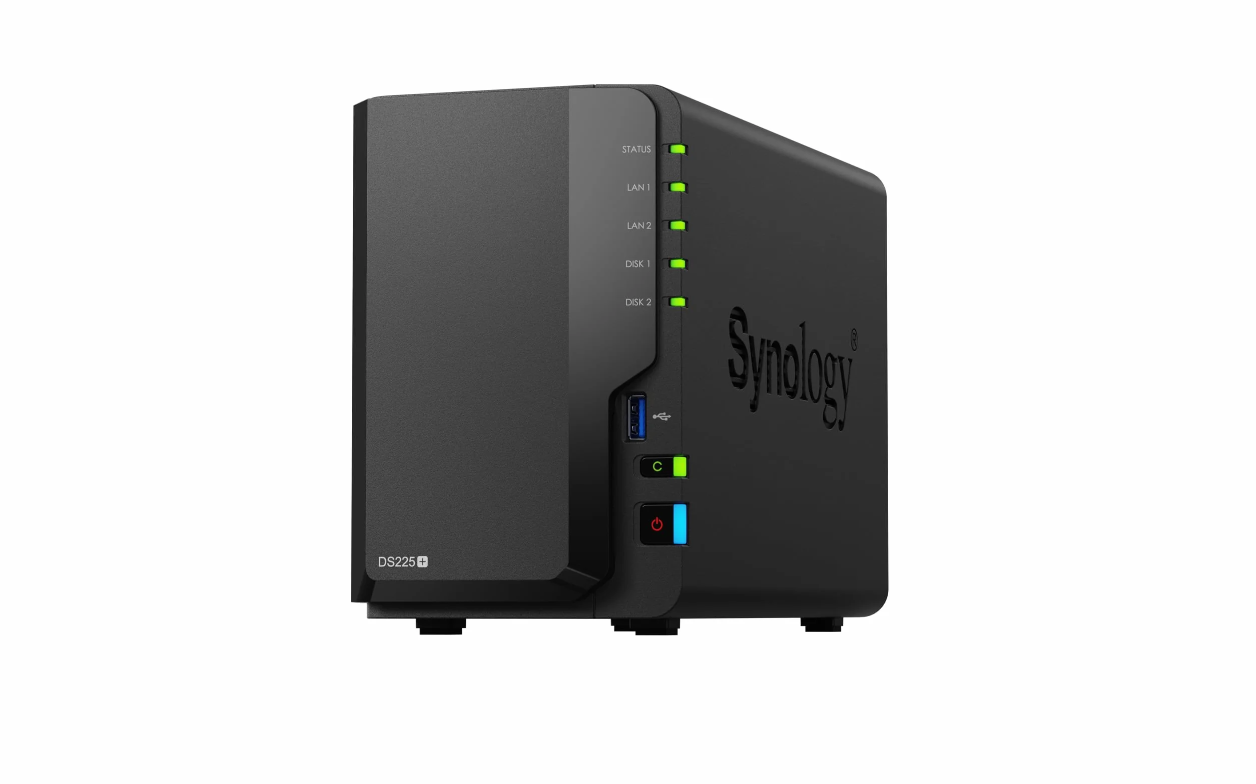 Synology DiskStation DS225+ 2-kieszeniowy 3,5" bezdyskowy procesor Intel Celeron, 2 GB pamięci RAM, 1 x 2,5 GbE, 1 x 1 GbE, 2 x USB 3.2
