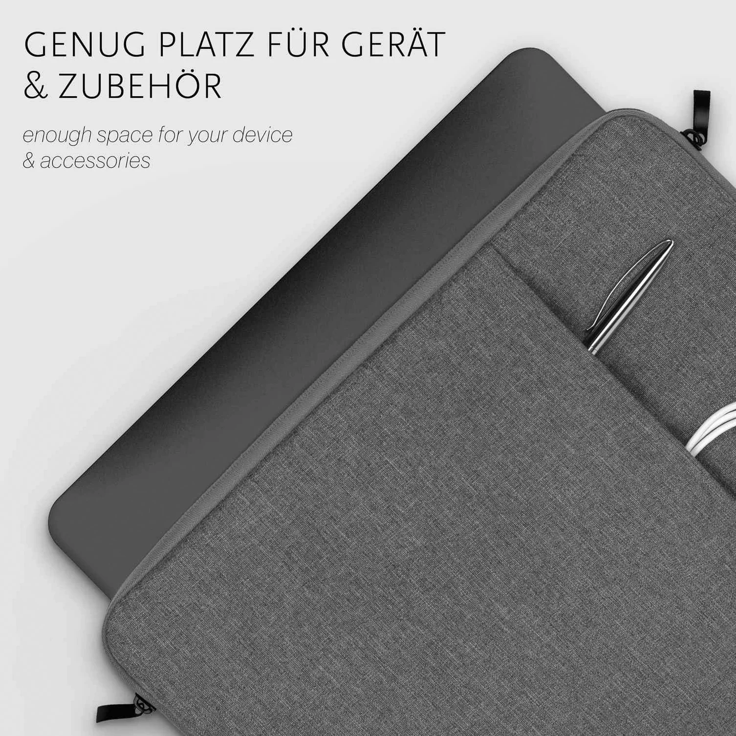 moex Etui na tablet Samsung Galaxy Tab S11 Ultra, kieszeń z zamkiem błyskawicznym i kieszenią na akcesoria, materiał nylonowy rękaw miękko wyściełany, minimalistyczny pokrowiec ochronny, ciemnoszare