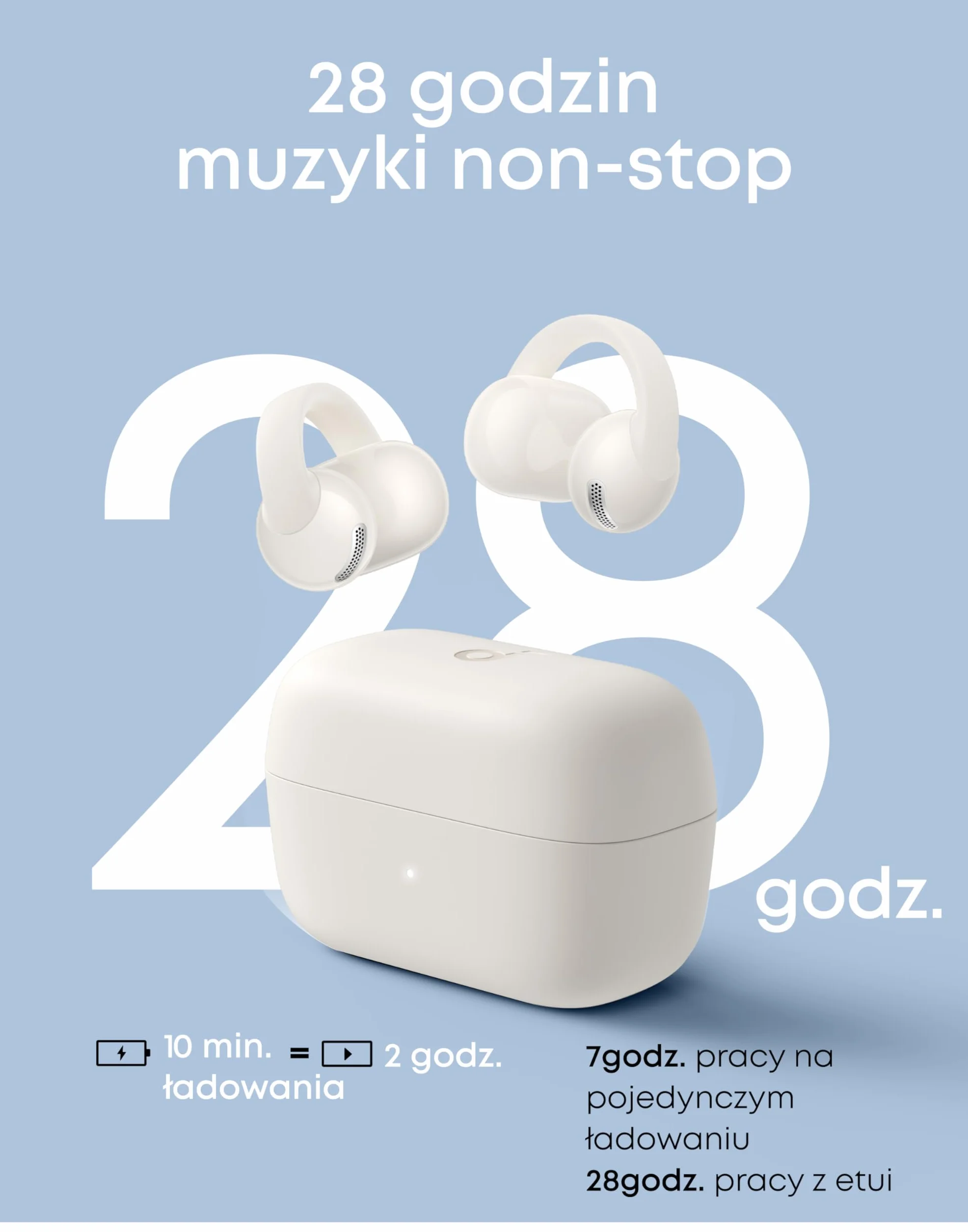 Słuchawki soundcore C50i firmy Anker, słuchawki typu open-ear, wkładki douszne z klipsem, wyjątkowy komfort, konstrukcja FlexiClip, przetworniki 12 mm zapewniające mocny bas, IP55, Bluetooth 6.0