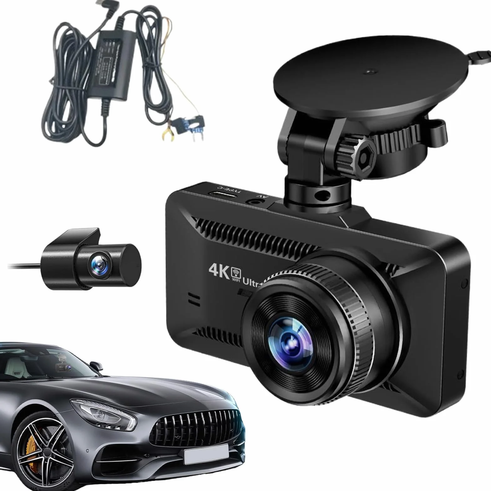 Bezprzewodowa kamera samochodowa, 4K, noktowizor, bezprzewodowy rejestrator, kamera do nagrywania 1080p, przednia i tylna, do samochodu, ciężarówki, parkingu, nagrywania, bezpieczeństwa, podróży