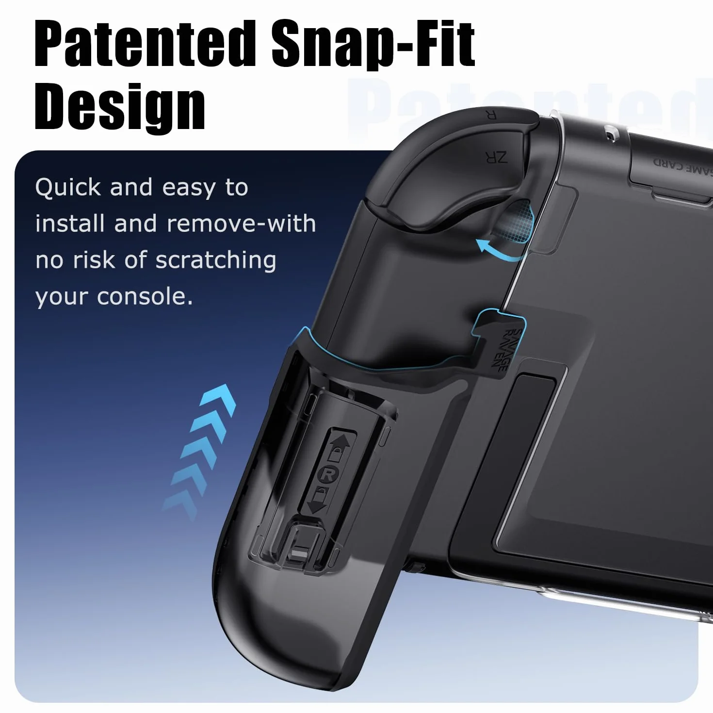 Savage Raven by Skull & Co. FissionGrip do Nintendo Switch 2: Rewolucyjny dzielony ręczny futerał ochronny z wymiennymi uchwytami [pasuje do wszystkich rozmiarów rąk] [Etui bez przenoszenia]- Czarny