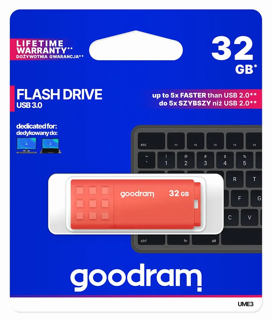 Goodram 5908267935767 Pendrive, Pomarańczowy, 32 GB