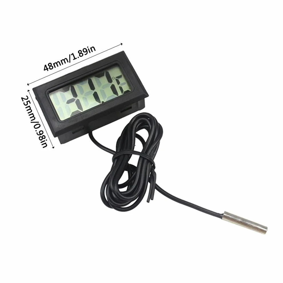 Cyfrowy termometr LCD monitor temperatury z zewnętrzną sondą do lodówki, zamrażarki, lodówki, akwarium, czarny