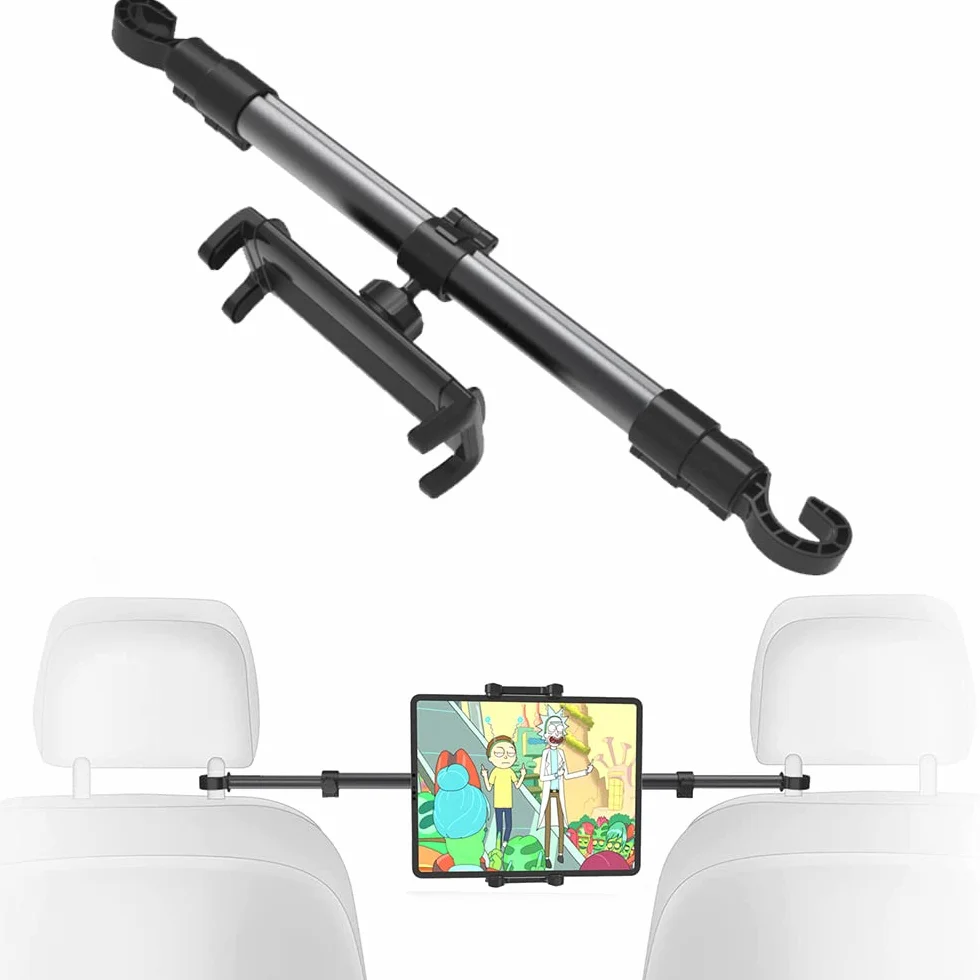 Uchwyt na tablet samochodowy zagłówek do smartfonów iPad 4-13", 81 cm (32,7"), aluminiowe ramię dla dzieci, na środku tylnego siedzenia, uchwyt na tablet, stojak do iPada Pro Air Mini, Samsung Tab, Kindle Fire HD, iPhone itp