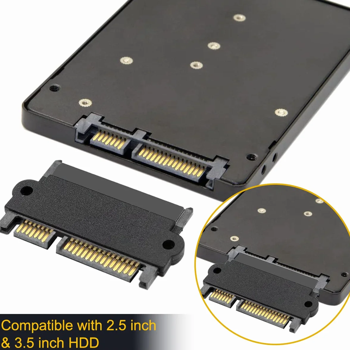 SATA na SATA HDD Adapter, 22-pinowy (7+15) męski na 22-pinowy żeński przedłużacz do dysków twardych 2,5", 2 PCS Slim SATA Converter, Not for SAS, 180 stopni prawy łącznik kątowy