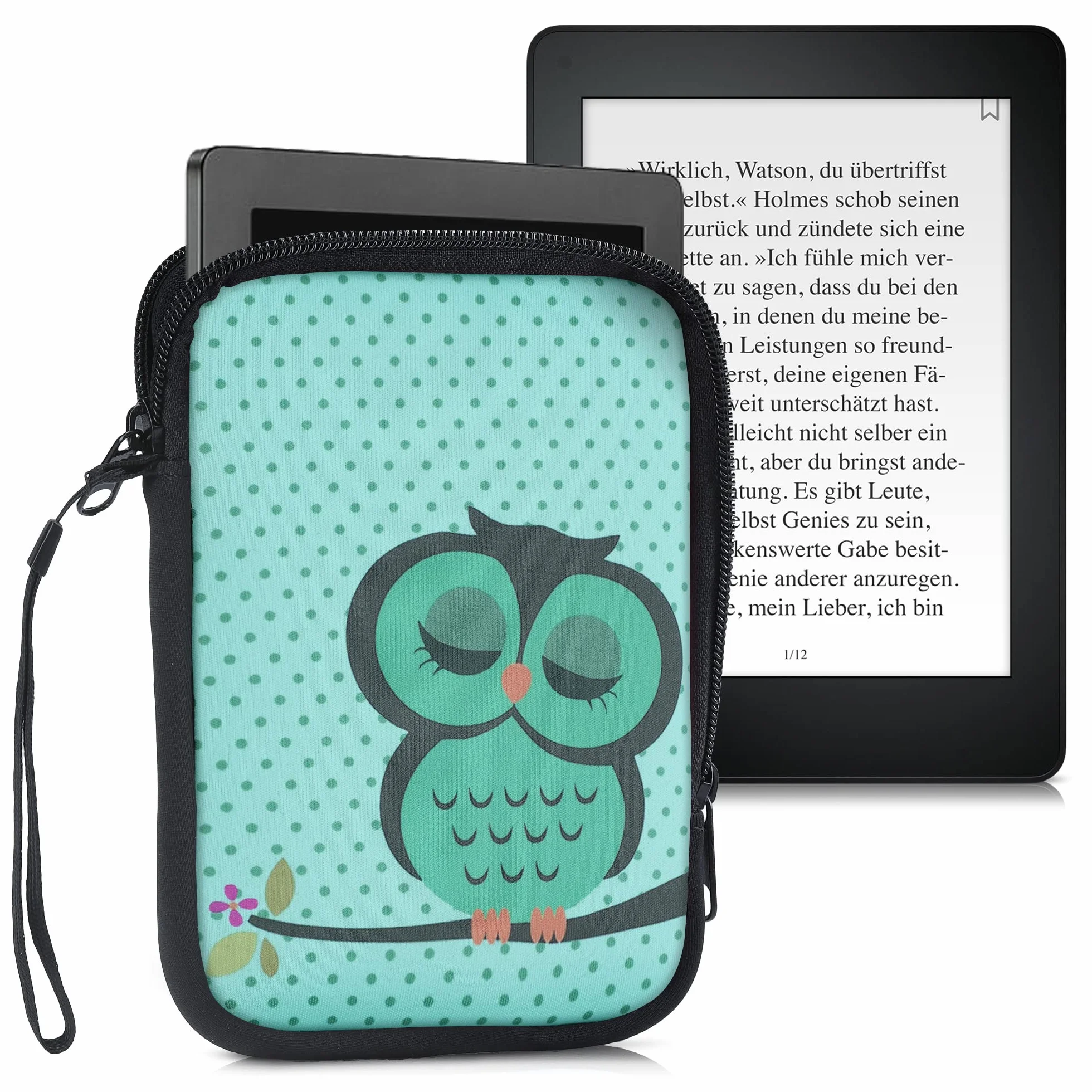 kwmobile pokrowiec ochronny do czytnika e-czytników - Etui ochronne 17 x 12 x 2 cm do neoprenowego e-czytnika - lodowaty turkusowo-brązowy