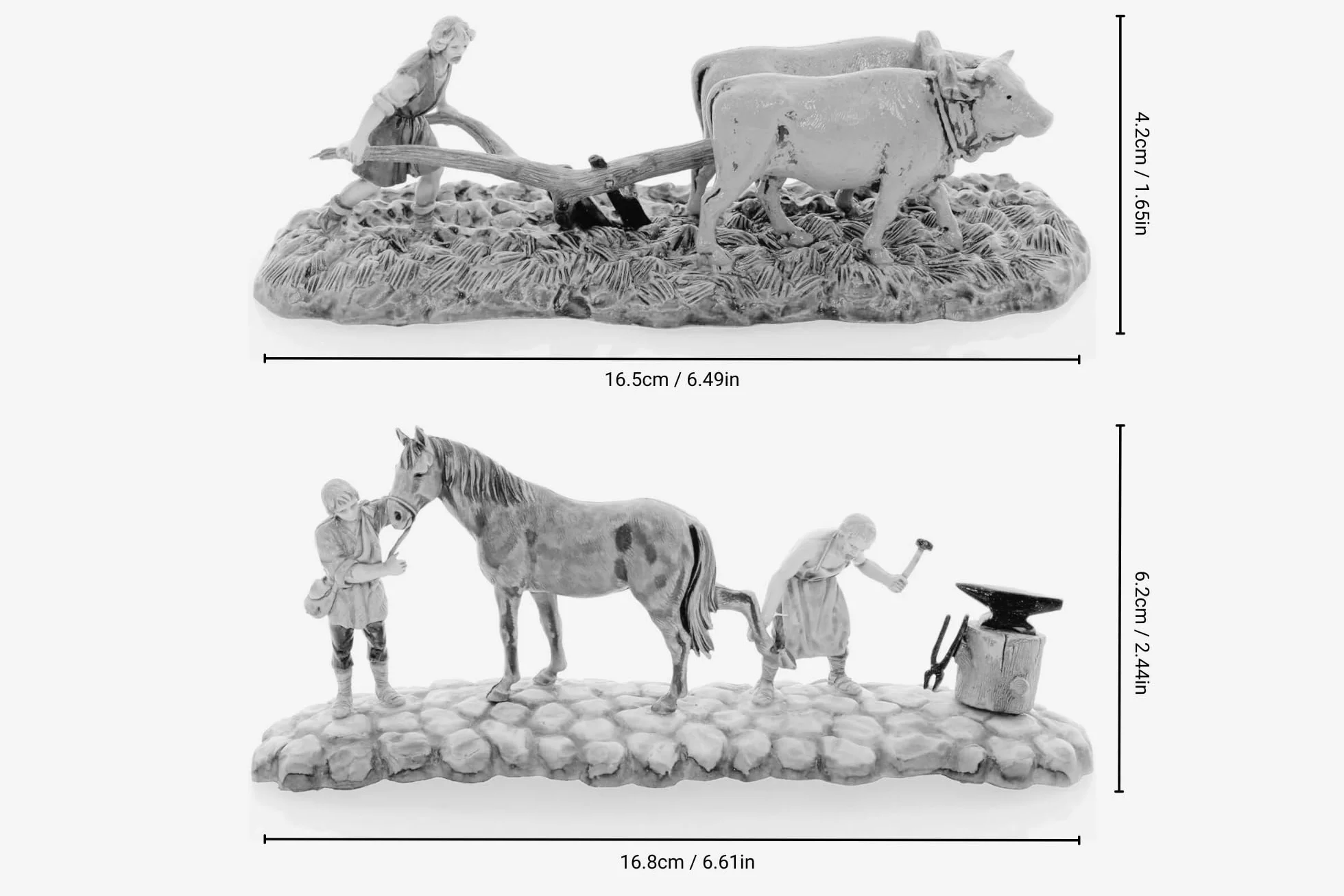 Moranduzzo zestaw 2 pasterzy do szopki 1:32 cm - figurki niezniszczalne, ręcznie wykończone
