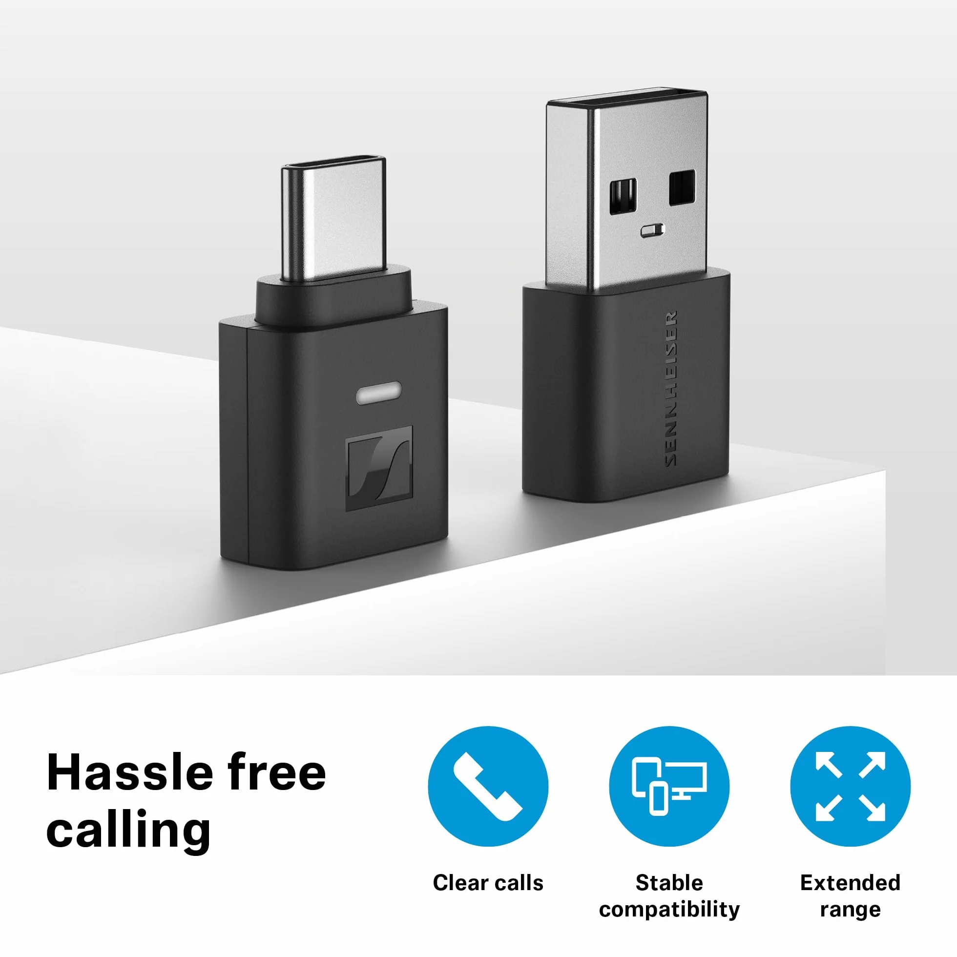 Sennheiser BTD 700 Klucz sprzętowy – transmiter audio typu Plug & Play z aptX Losless, Auracast dla słuchawek i głośników – niezwykle niska latencja, Bluetooth 5.4, kompatybilność z USB-C i USB-A